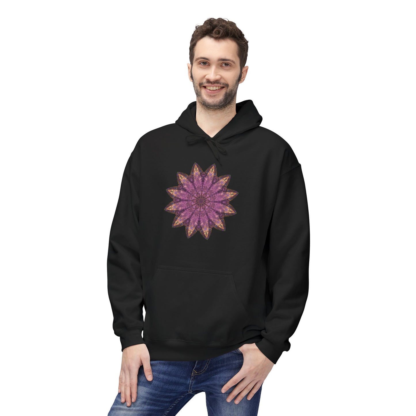 Unisex Midweight Softstyle Fleece Hoodie - Love Light Mandalas No.16