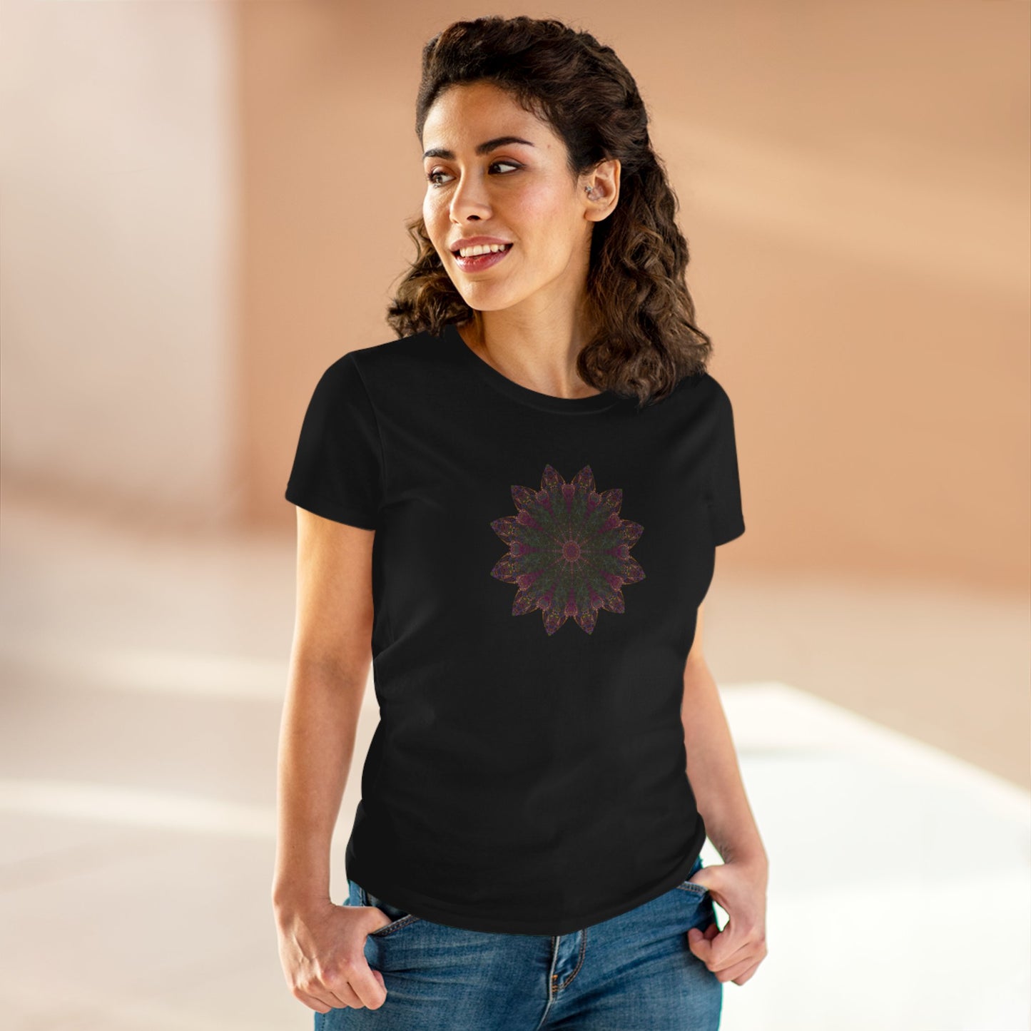 Women's Midweight Cotton Tee - Love Light Mandalas No.7
