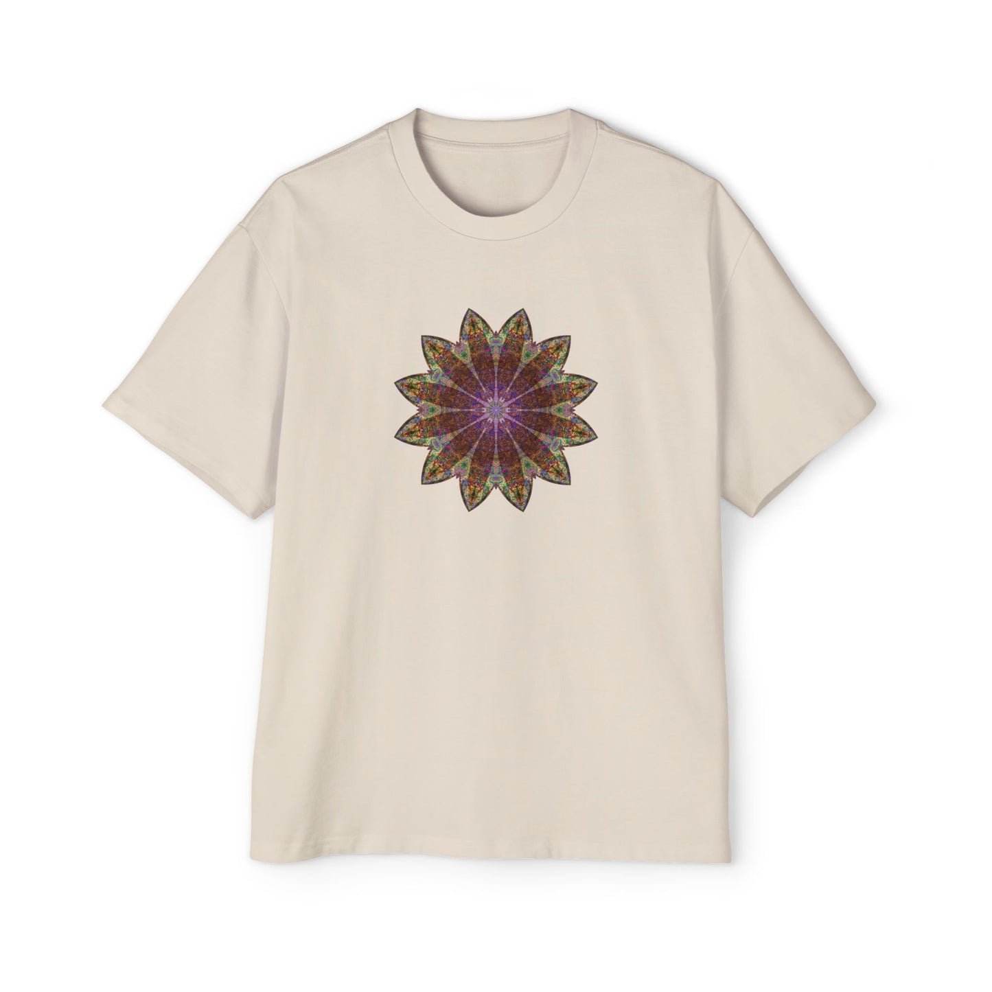 Men's Heavy Oversized Tee - Love Light Mandalas No.13