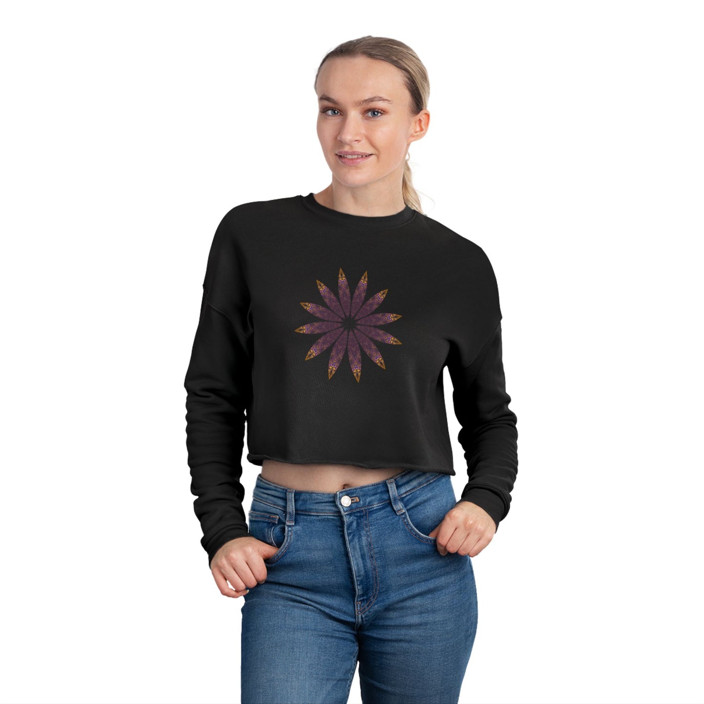 Women's Cropped Sweatshirt - Love Light Mandalas No.2