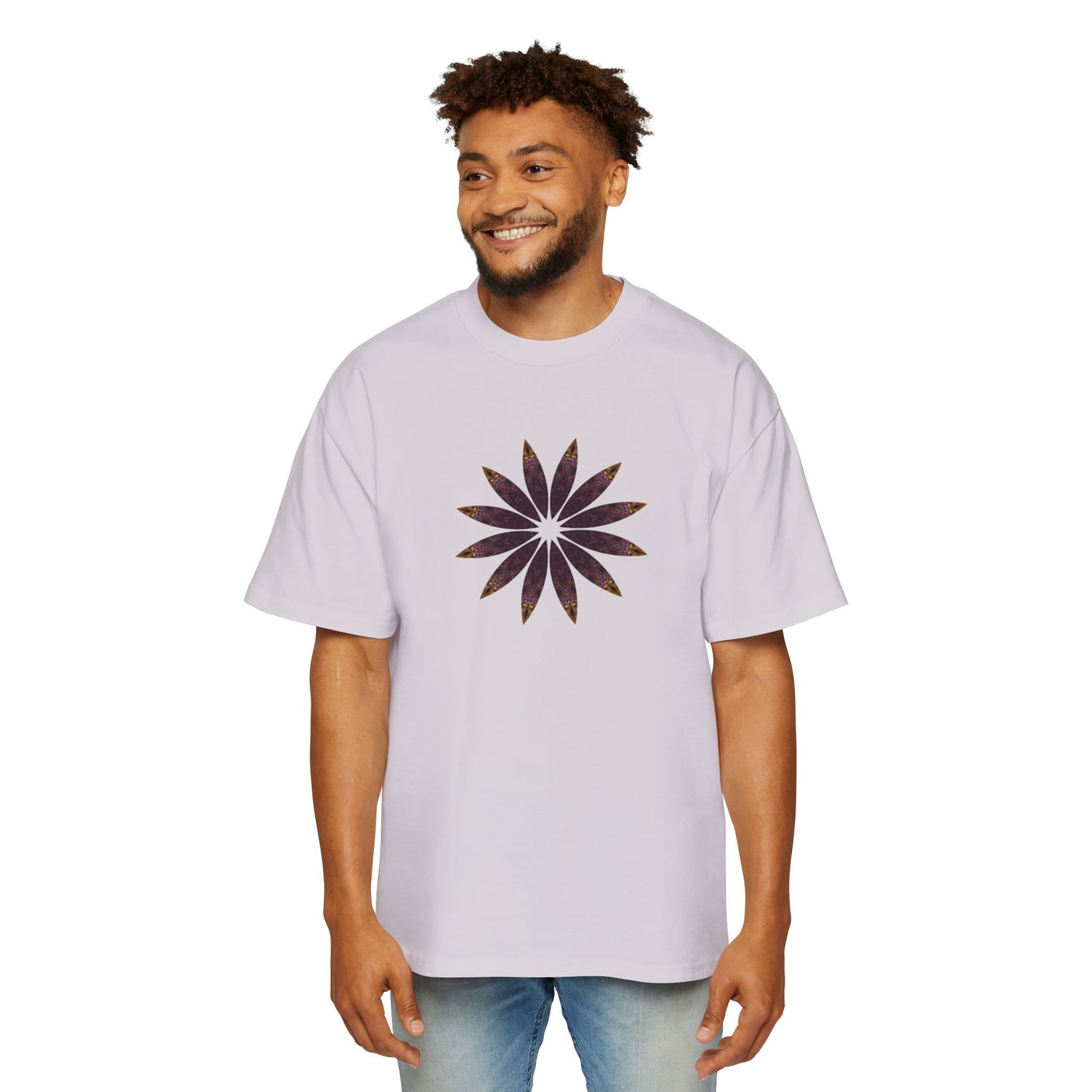 Men's Heavy Oversized Tee - Love Light Mandalas No.2