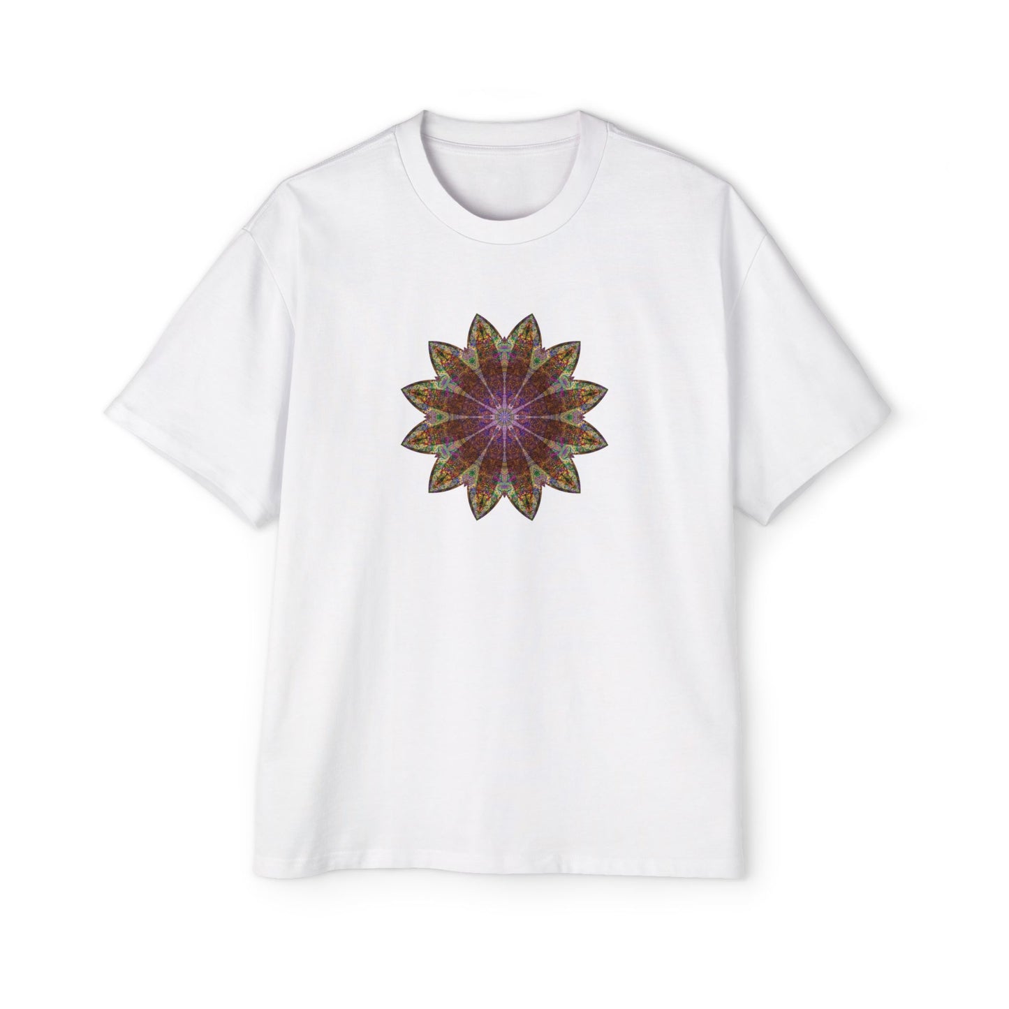 Men's Heavy Oversized Tee - Love Light Mandalas No.13