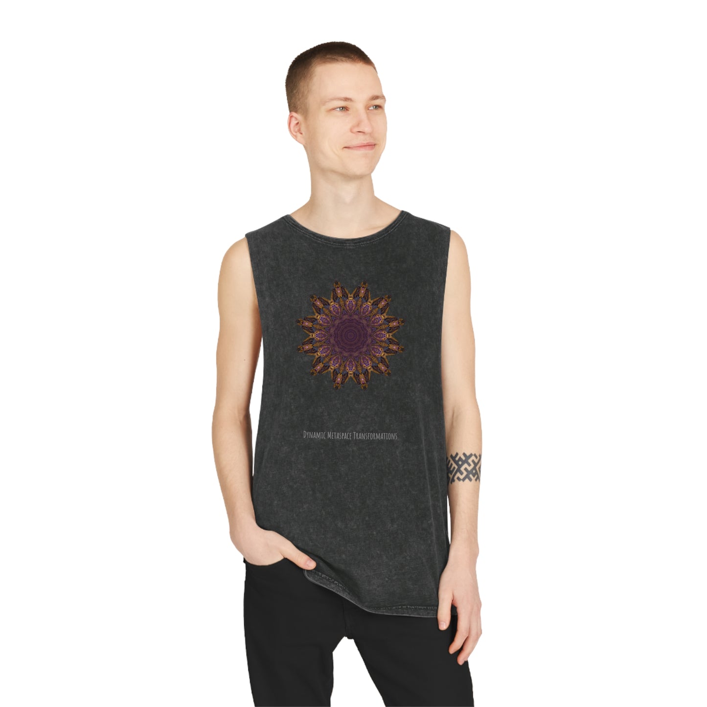 Unisex Stonewash Tank Top - Love Light Mandalas No.1