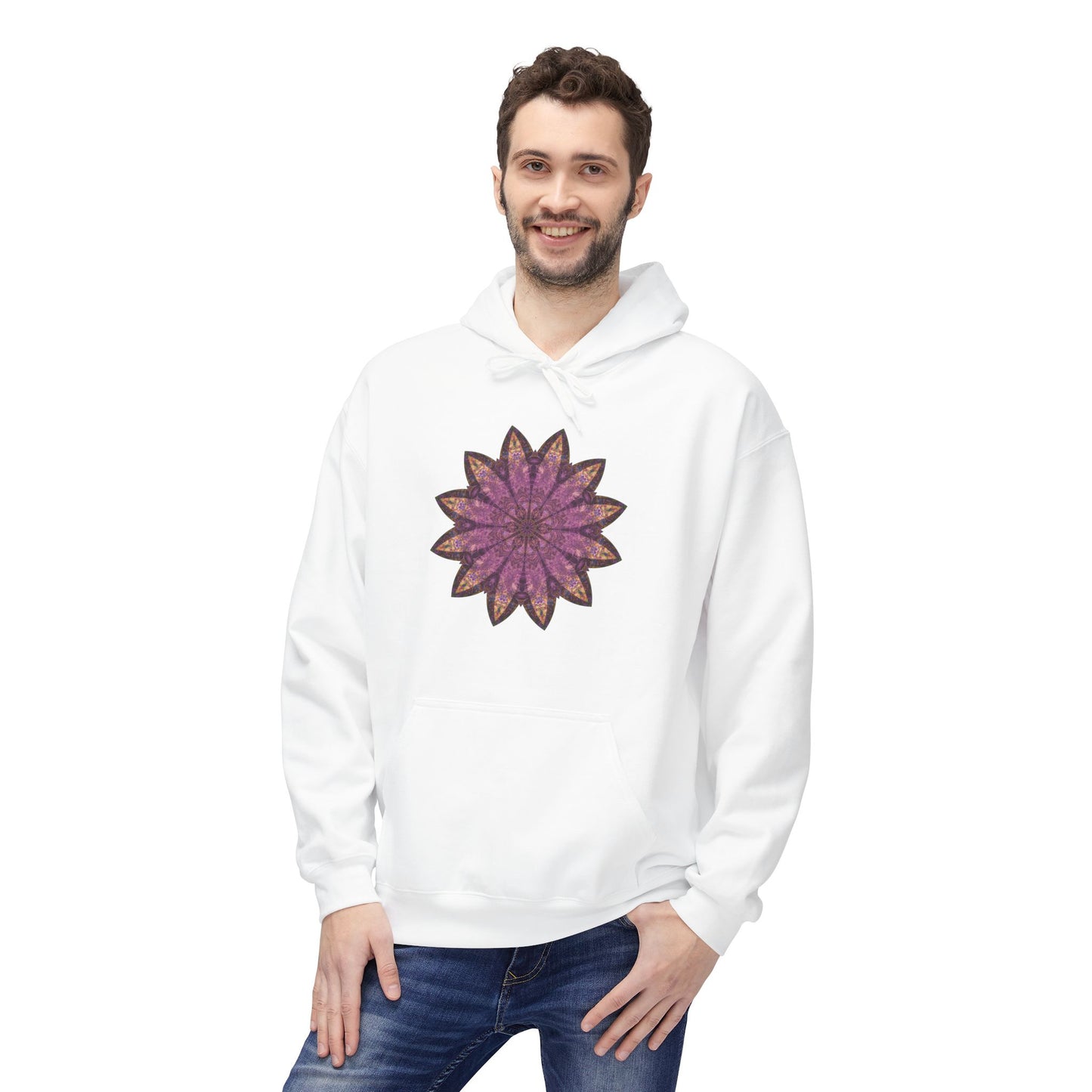 Unisex Midweight Softstyle Fleece Hoodie - Love Light Mandalas No.16