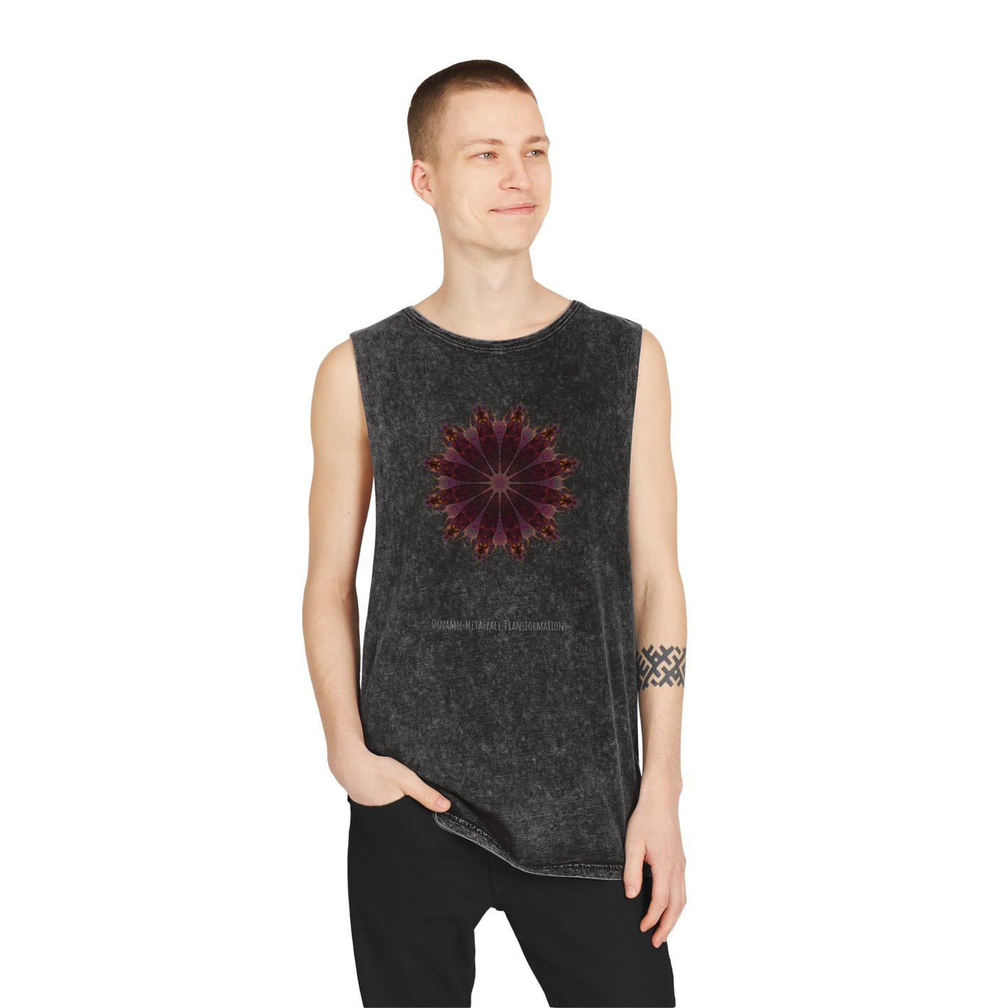 Unisex Stonewash Tank Top - Love Light Mandalas No.5