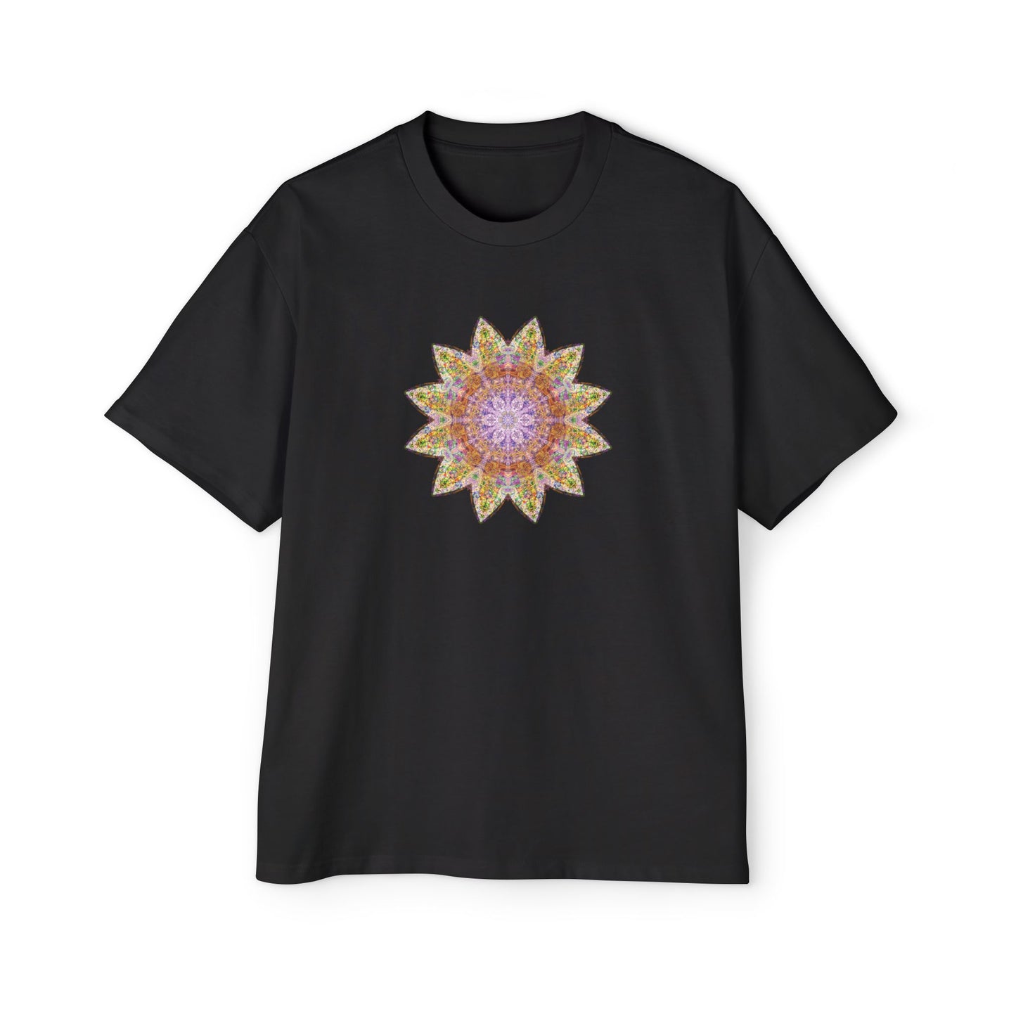 Men's Heavy Oversized Tee - Love Light Mandalas No.14