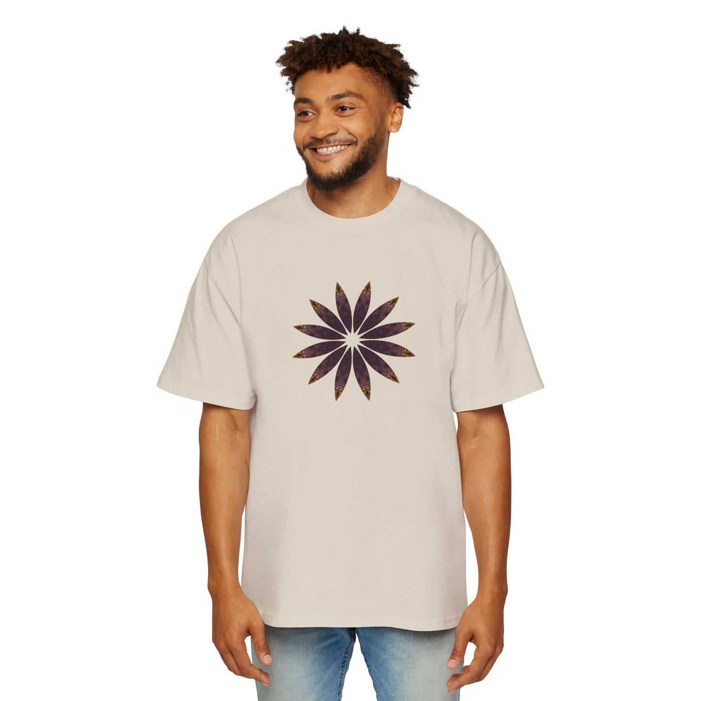Men's Heavy Oversized Tee - Love Light Mandalas No.2