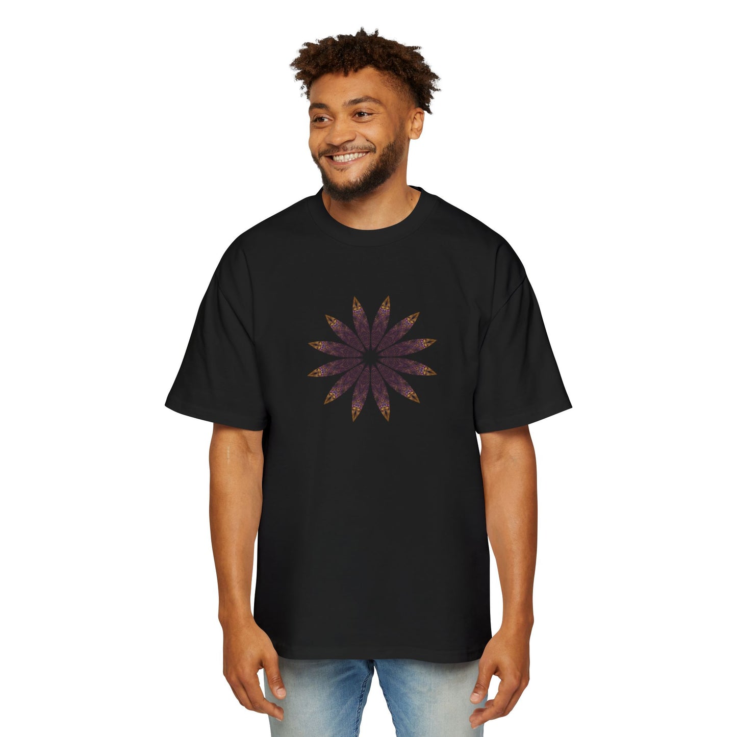 Men's Heavy Oversized Tee - Love Light Mandalas No.2