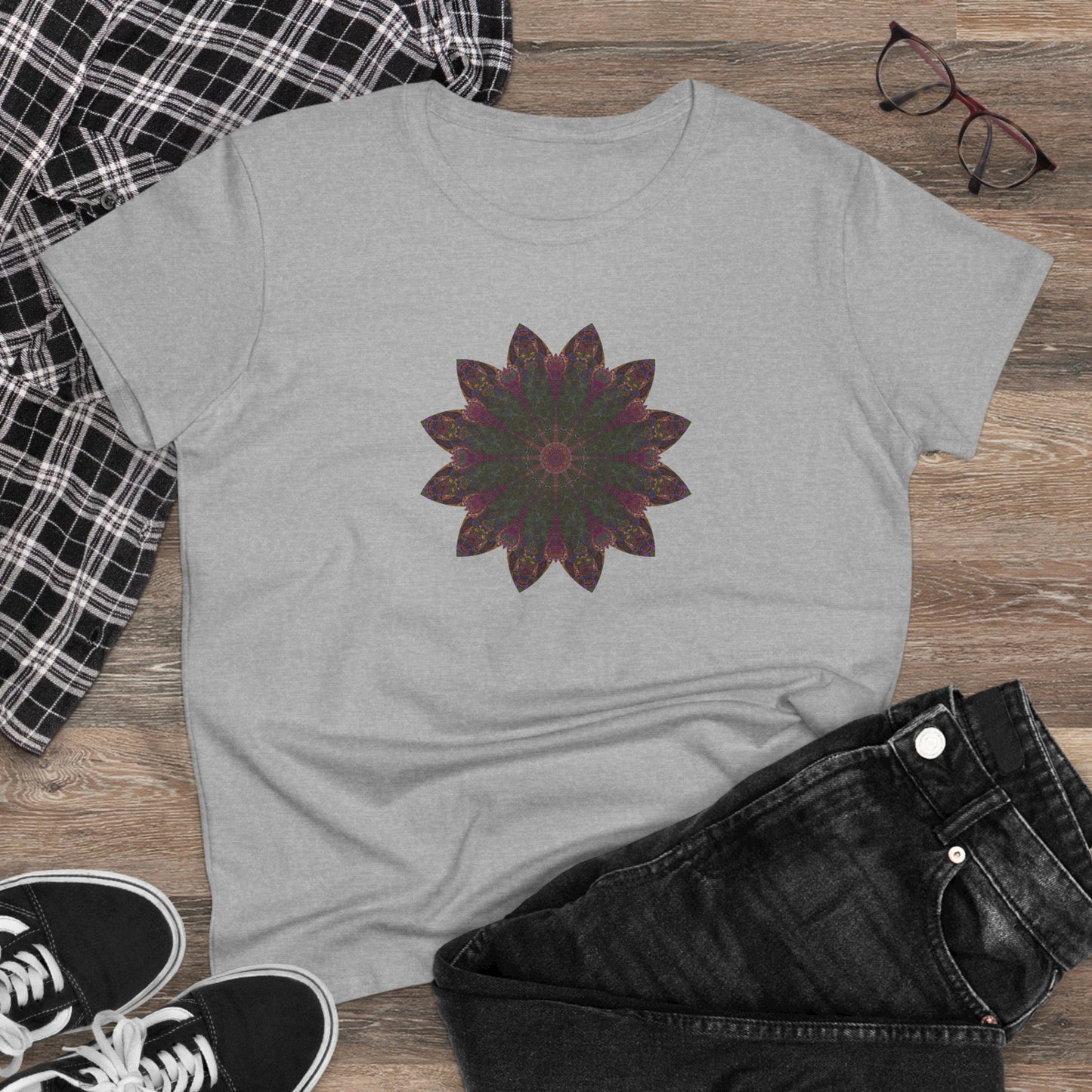 Women's Midweight Cotton Tee - Love Light Mandalas No.7