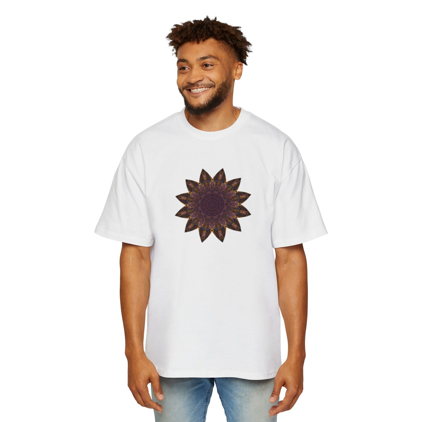 Men's Heavy Oversized Tee - Love Light Mandalas No.1
