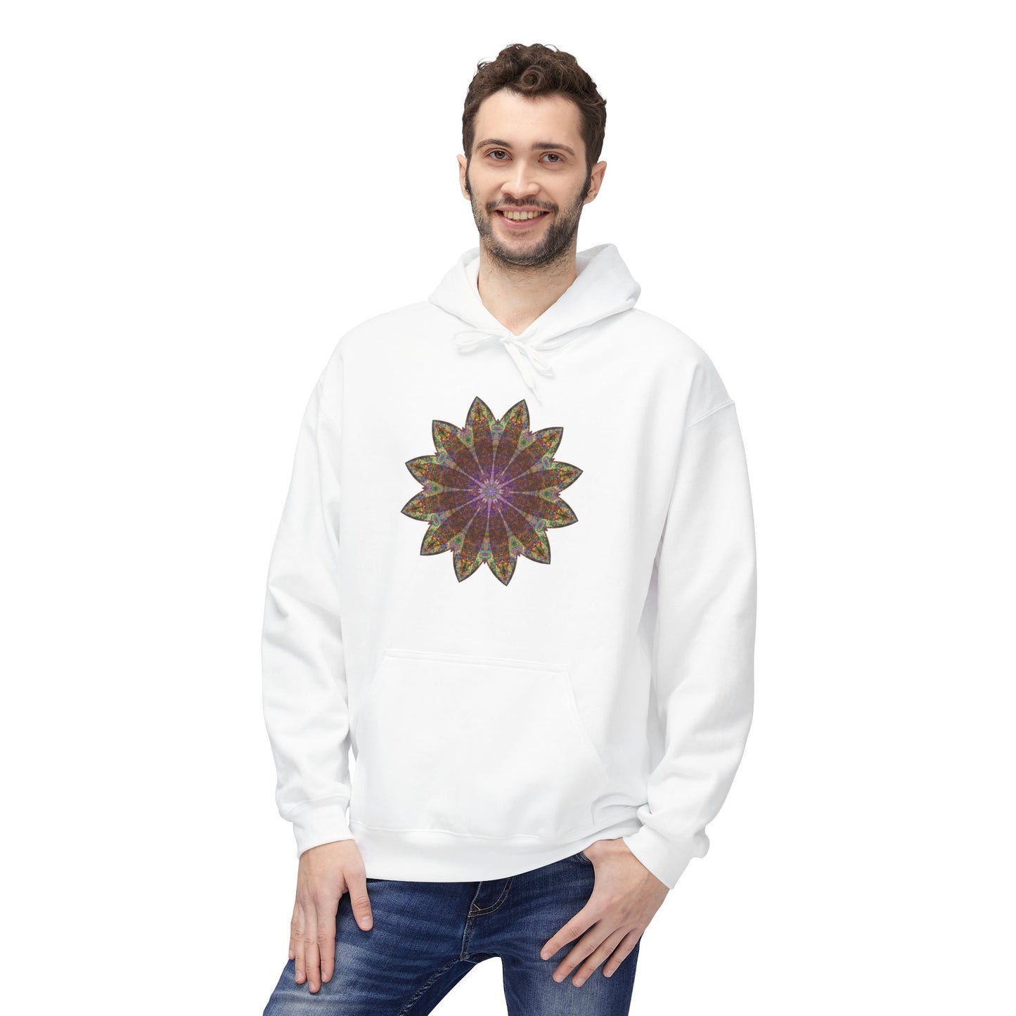 Unisex Midweight Softstyle Fleece Hoodie - Love Light Mandalas No.13
