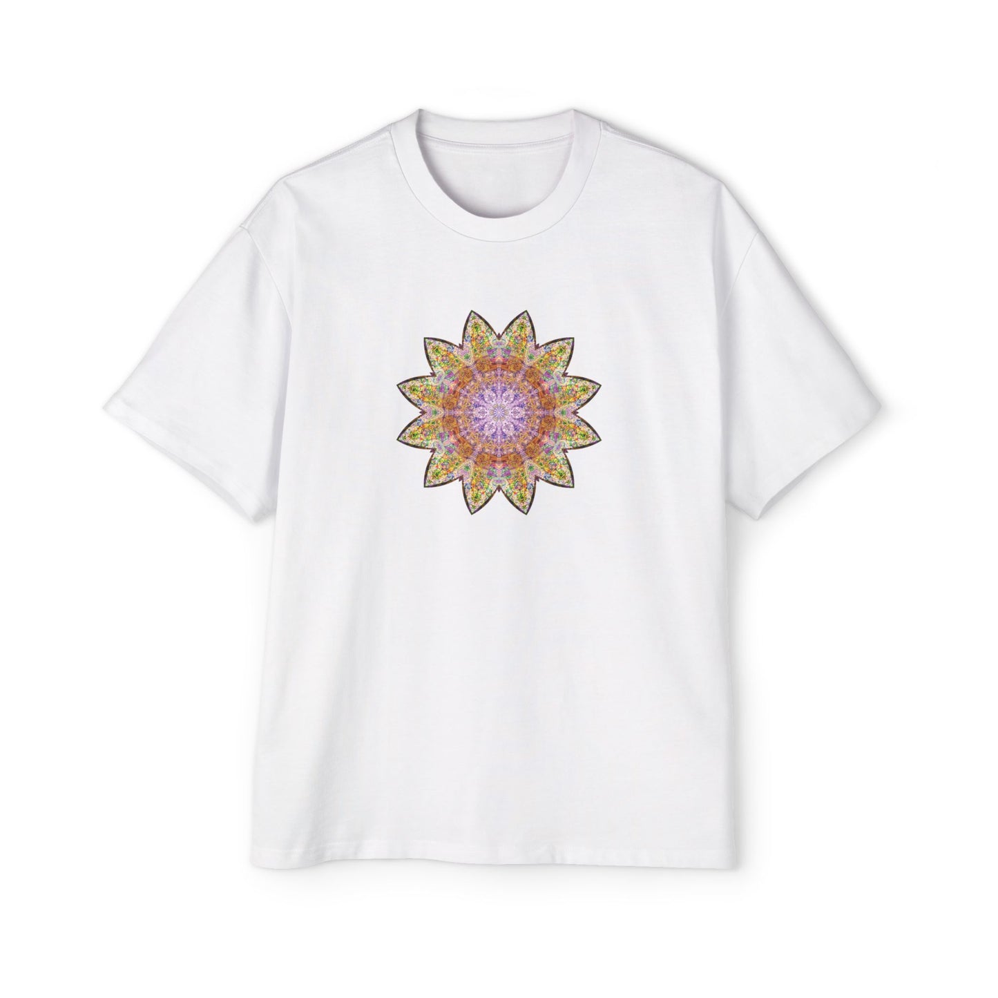 Men's Heavy Oversized Tee - Love Light Mandalas No.14