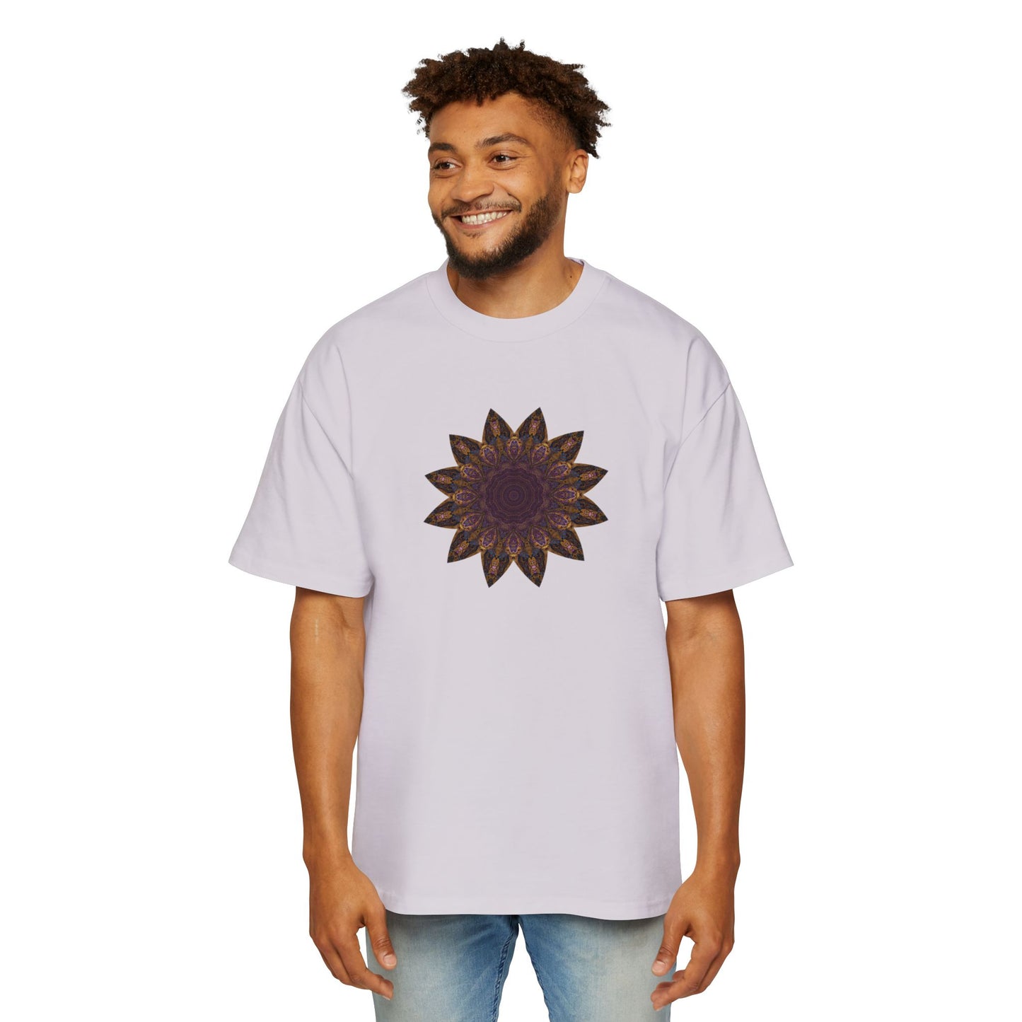 Men's Heavy Oversized Tee - Love Light Mandalas No.1