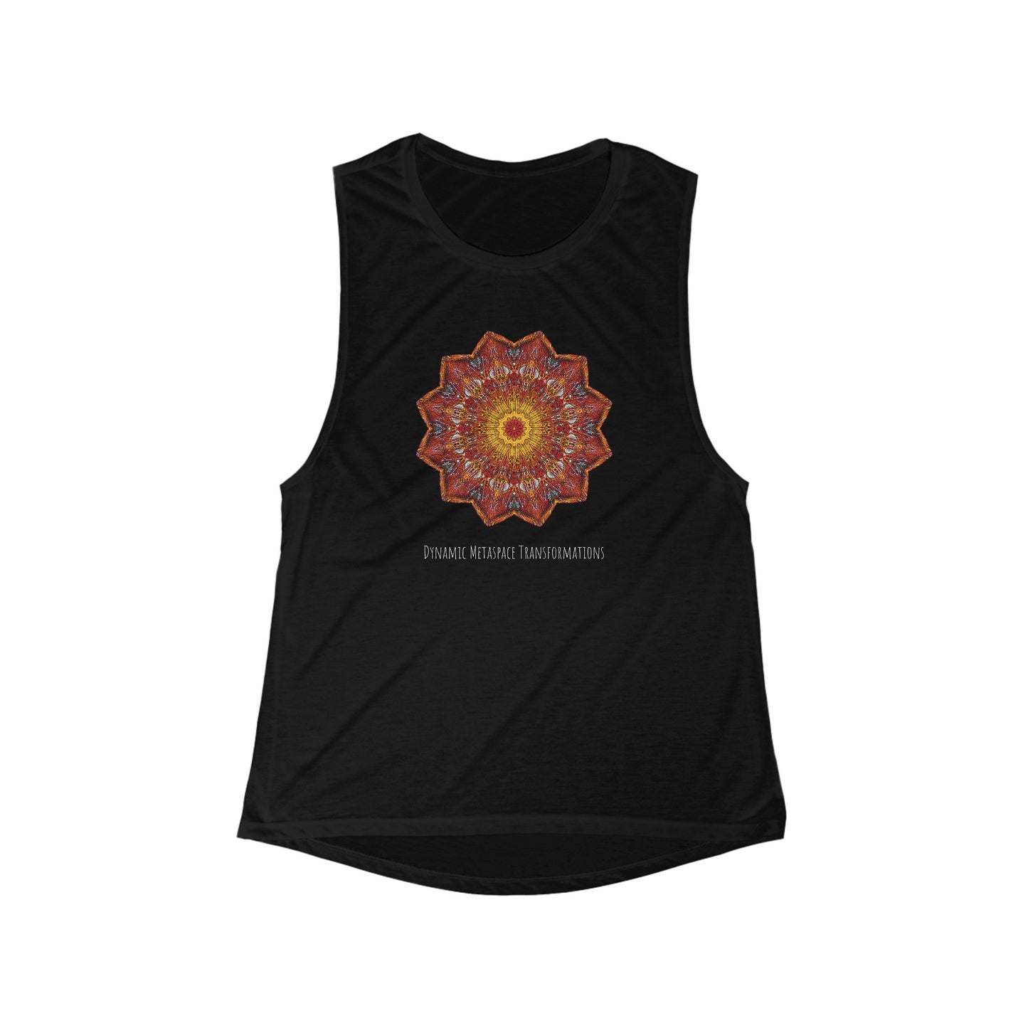 Women's Flowy Scoop Muscle Tank - Starflower Mandalas No.1