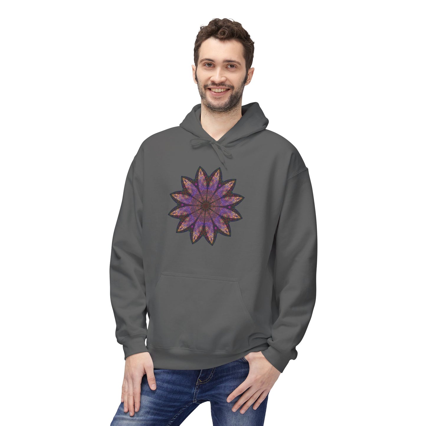 Unisex Midweight Softstyle Fleece Hoodie - Love Light Mandalas No.23