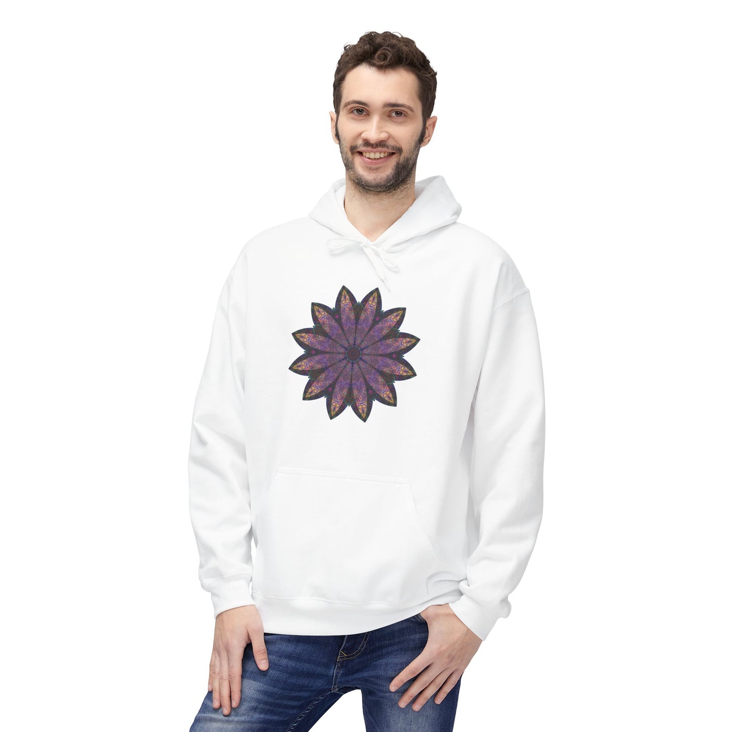 Unisex Midweight Softstyle Fleece Hoodie - Love Light Mandalas No.24