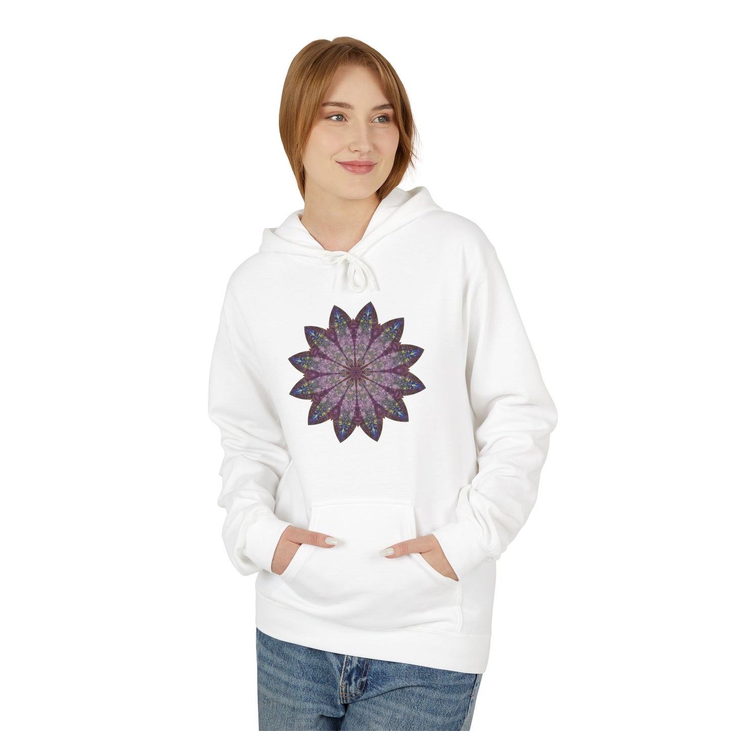 Unisex Midweight Softstyle Fleece Hoodie - Love Light Mandalas No.17