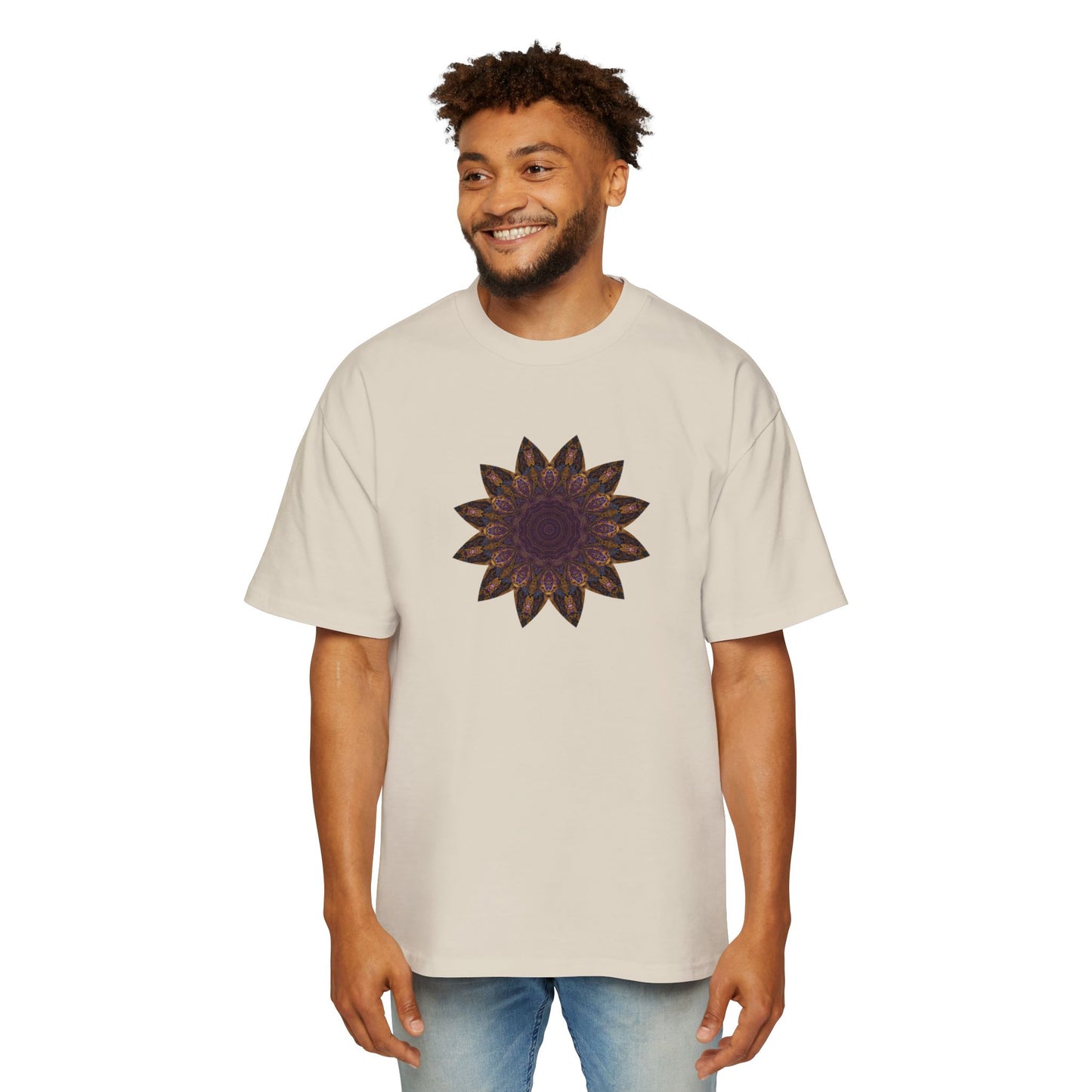 Men's Heavy Oversized Tee - Love Light Mandalas No.1