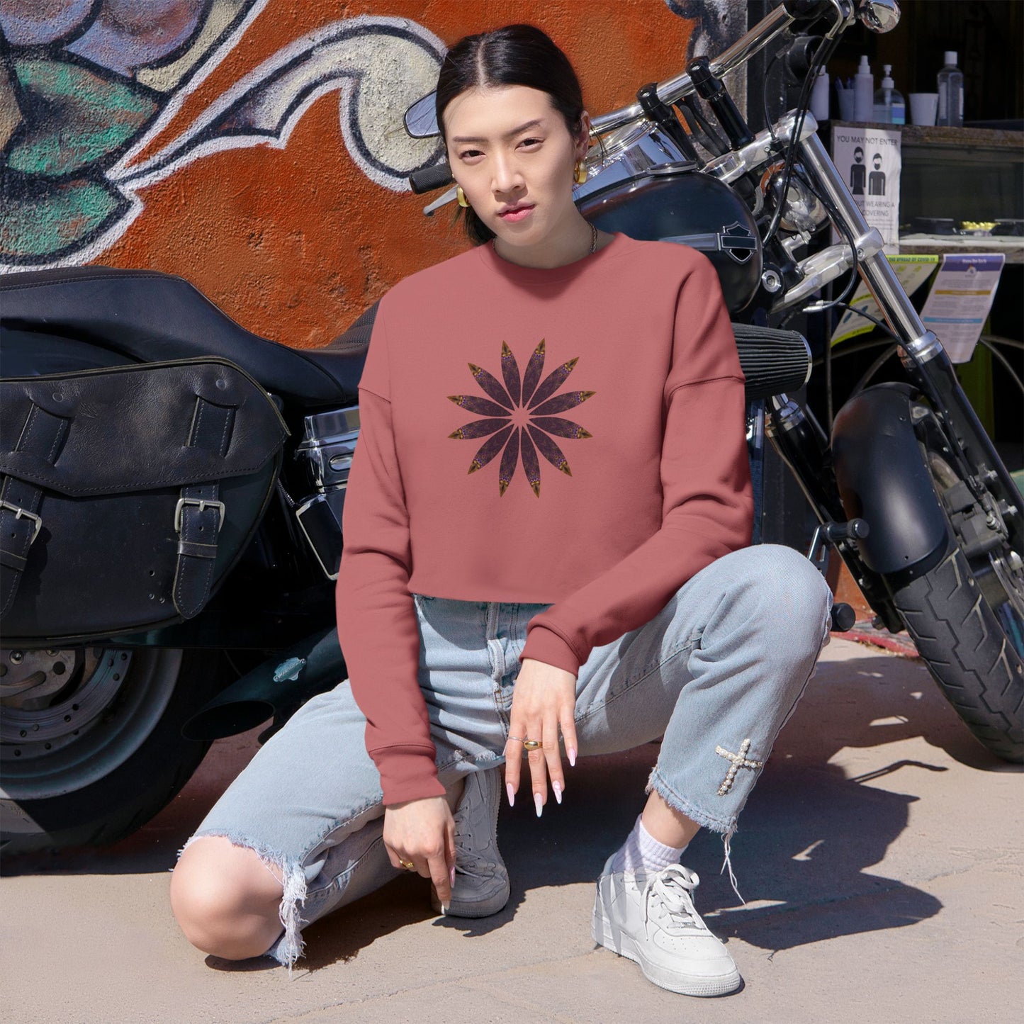 Women's Cropped Sweatshirt - Love Light Mandalas No.2