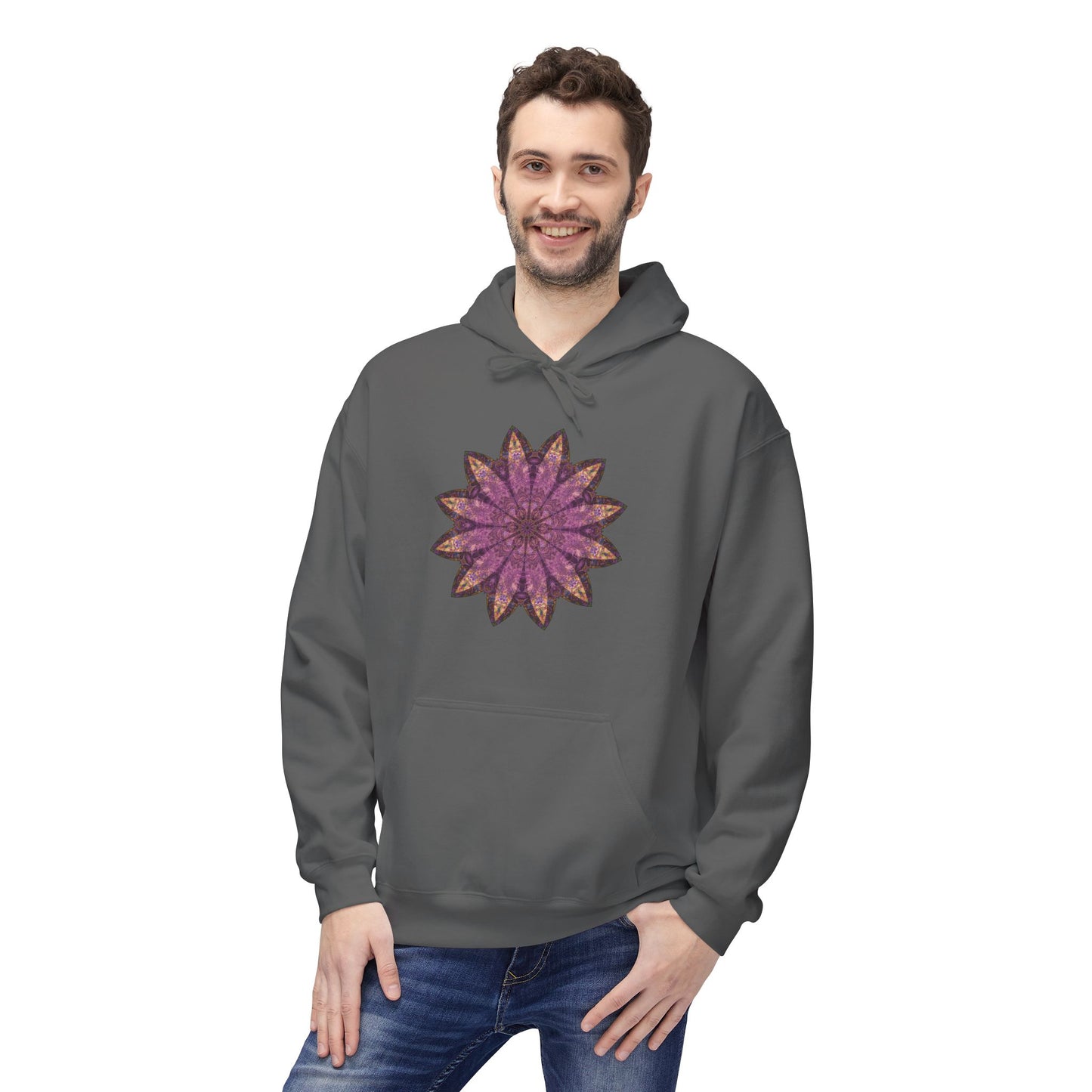 Unisex Midweight Softstyle Fleece Hoodie - Love Light Mandalas No.16