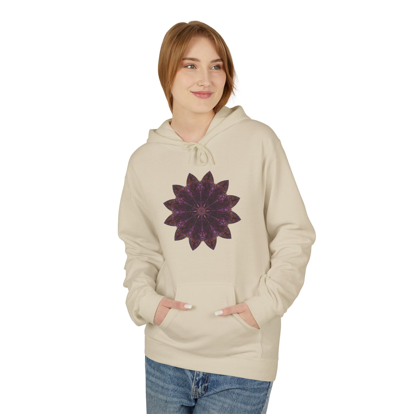 Unisex Midweight Softstyle Fleece Hoodie - Love Light Mandalas No.15