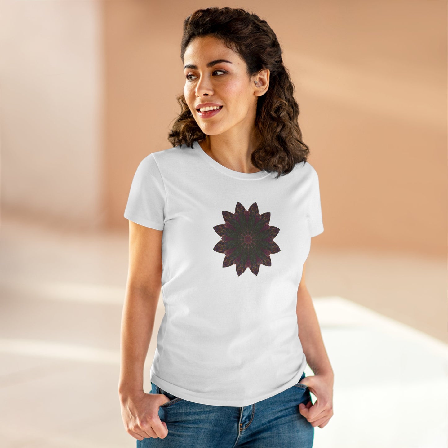 Women's Midweight Cotton Tee - Love Light Mandalas No.7