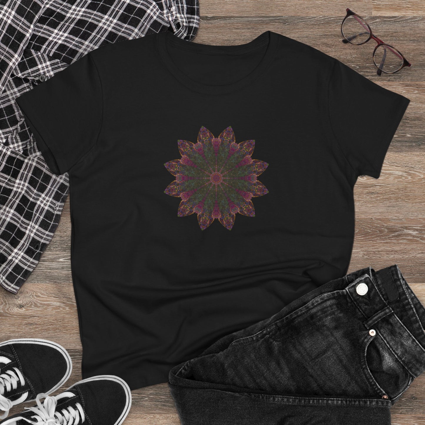 Women's Midweight Cotton Tee - Love Light Mandalas No.7