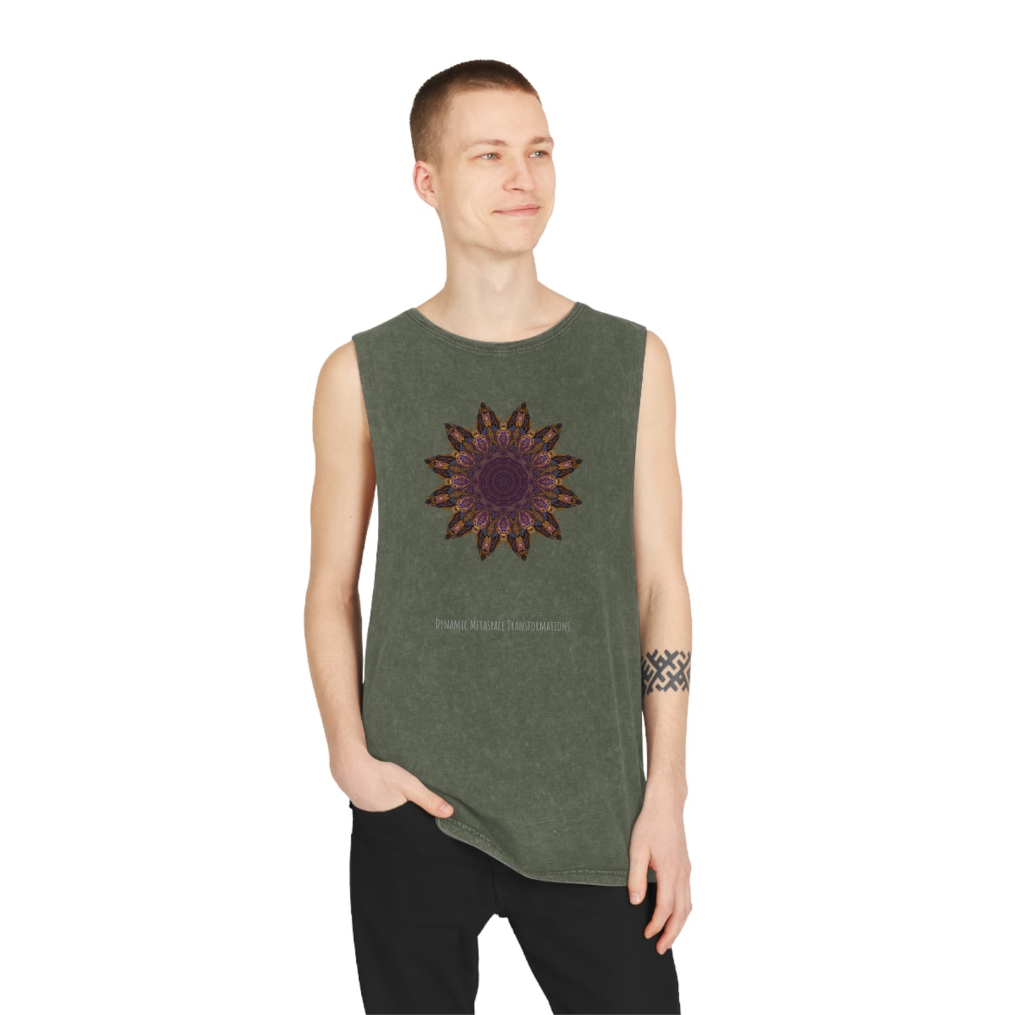 Unisex Stonewash Tank Top - Love Light Mandalas No.1