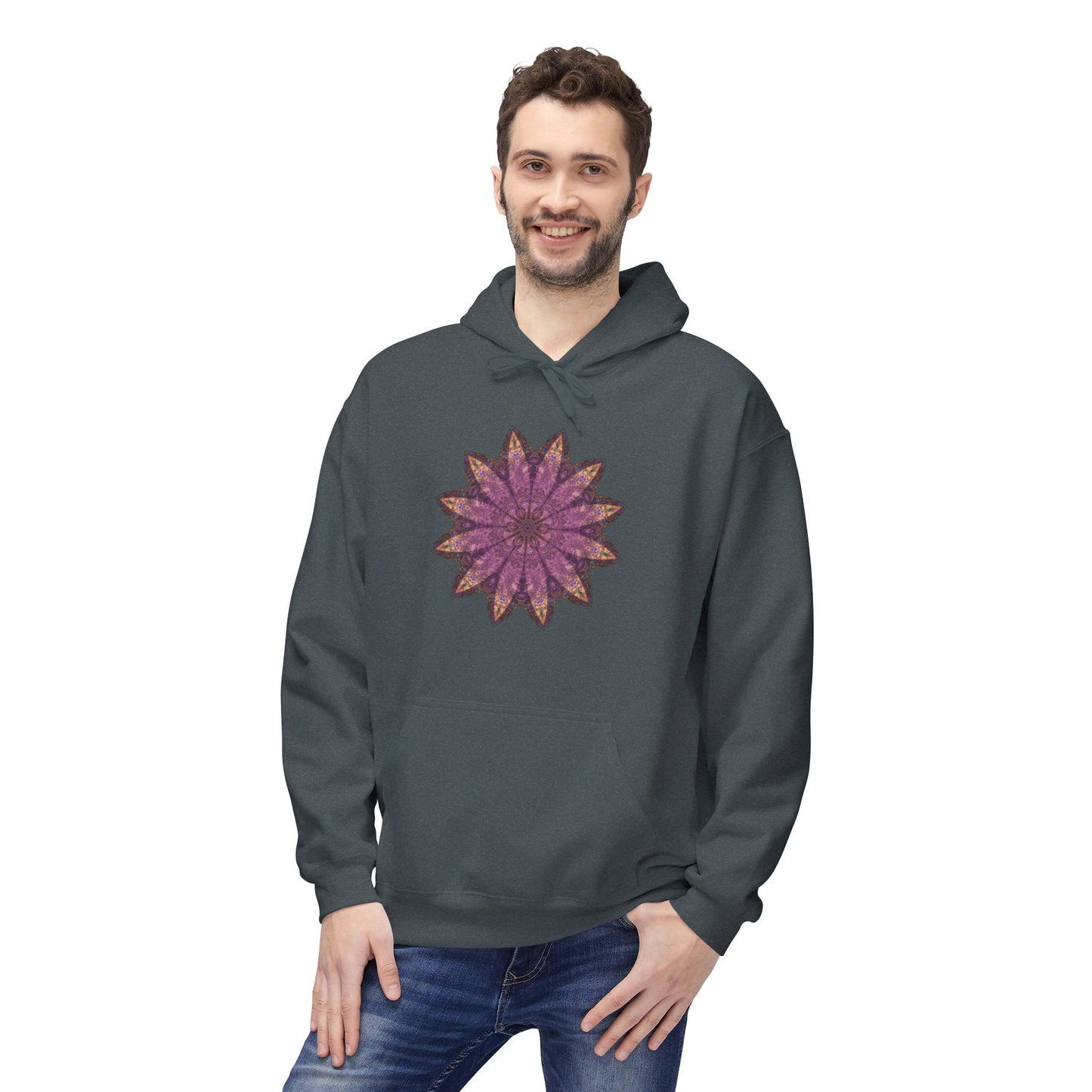 Unisex Midweight Softstyle Fleece Hoodie - Love Light Mandalas No.16