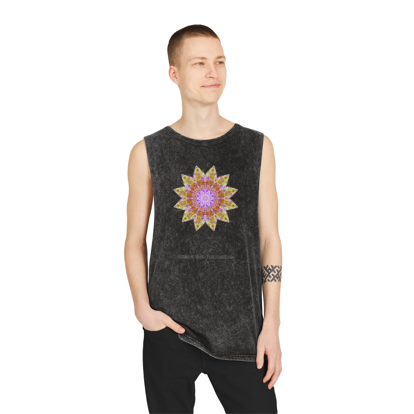 Unisex Stonewash Tank Top - Love Light Mandalas No.14