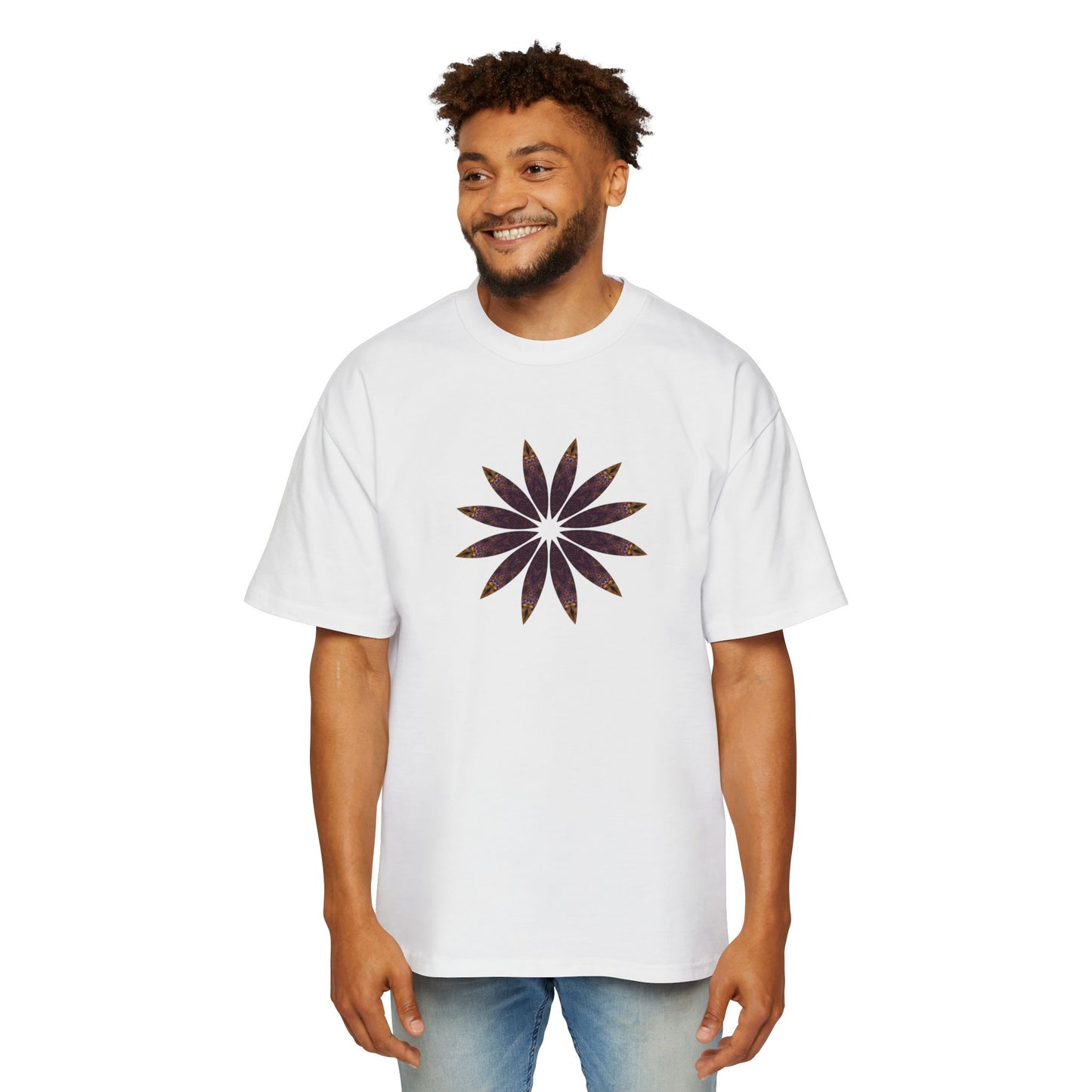Men's Heavy Oversized Tee - Love Light Mandalas No.2