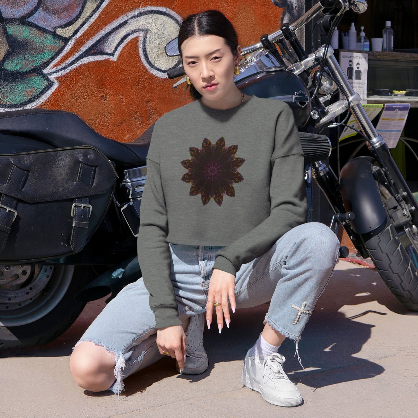 Women's Cropped Sweatshirt - Love Light Mandalas No.12