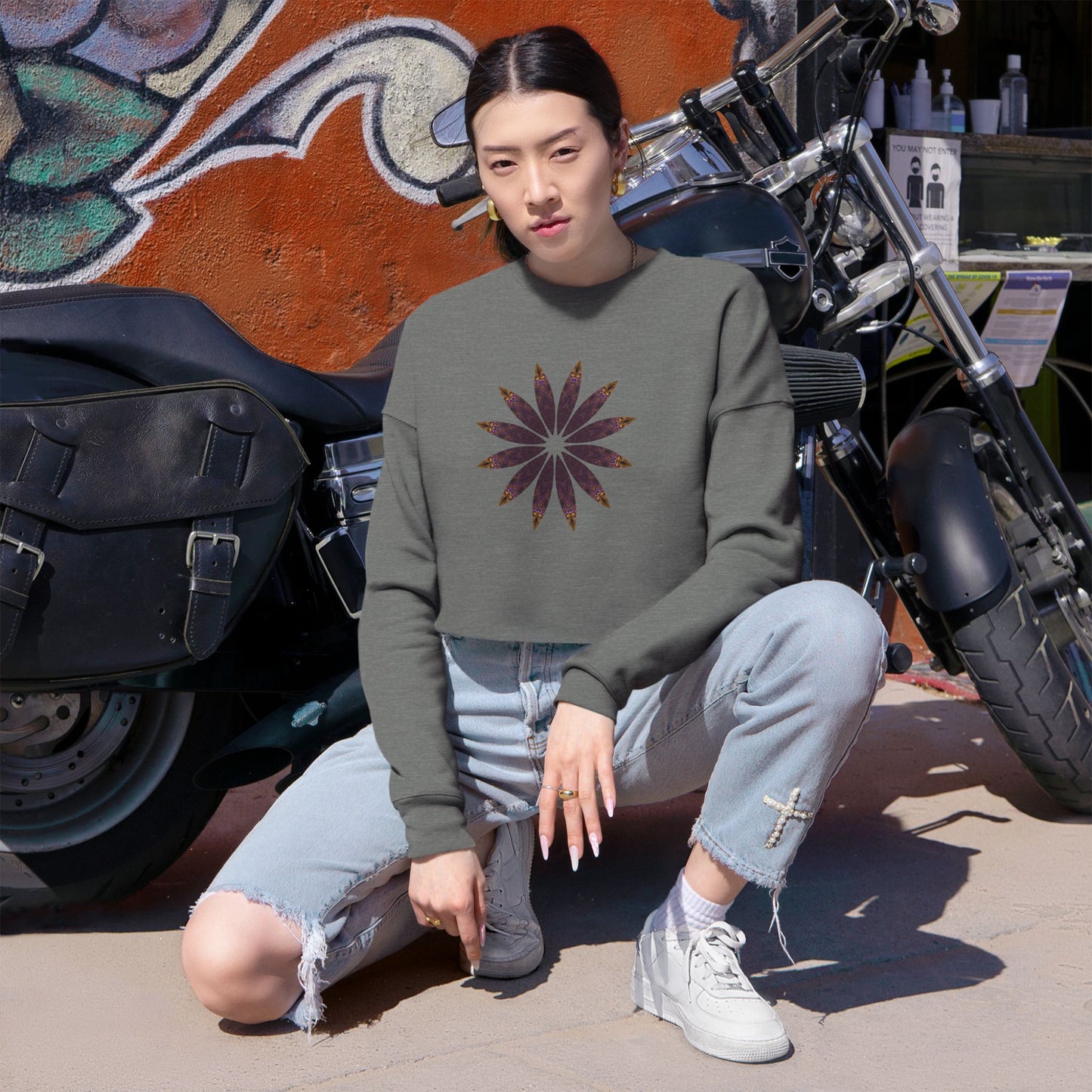 Women's Cropped Sweatshirt - Love Light Mandalas No.2