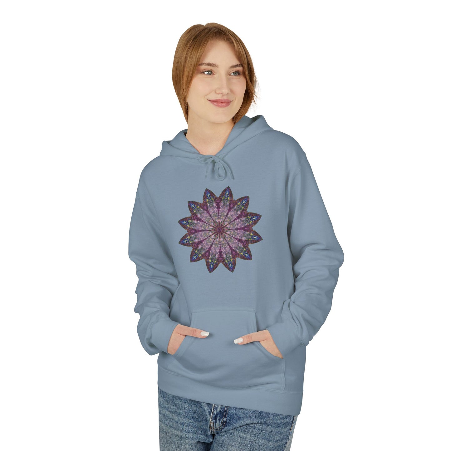Unisex Midweight Softstyle Fleece Hoodie - Love Light Mandalas No.17