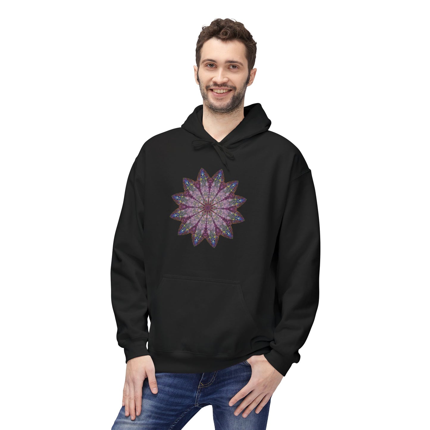Unisex Midweight Softstyle Fleece Hoodie - Love Light Mandalas No.17