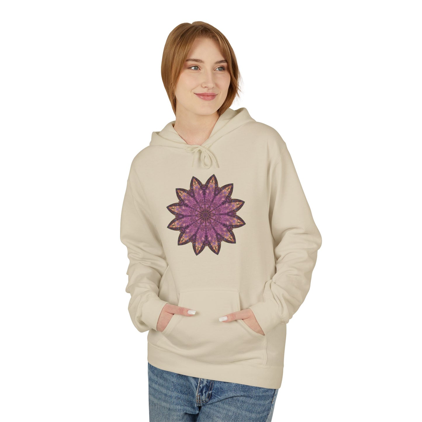 Unisex Midweight Softstyle Fleece Hoodie - Love Light Mandalas No.16