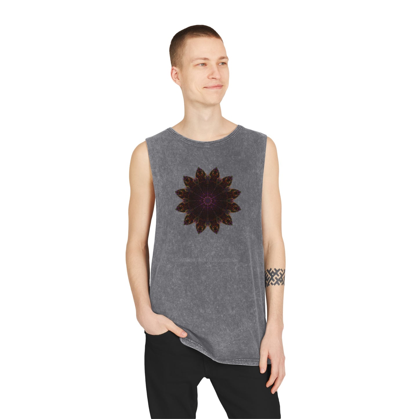 Unisex Stonewash Tank Top - Love Light Mandalas No.12