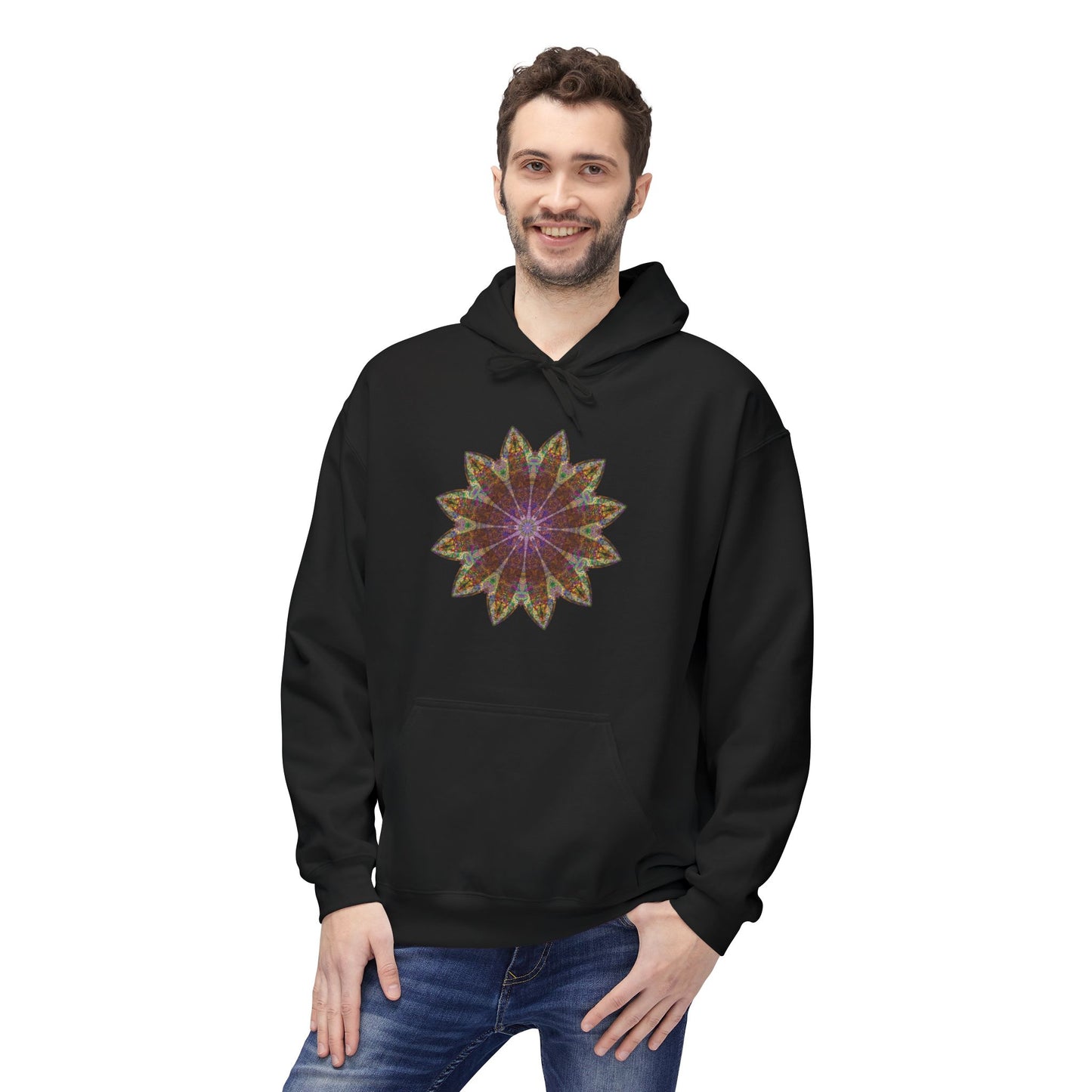 Unisex Midweight Softstyle Fleece Hoodie - Love Light Mandalas No.13