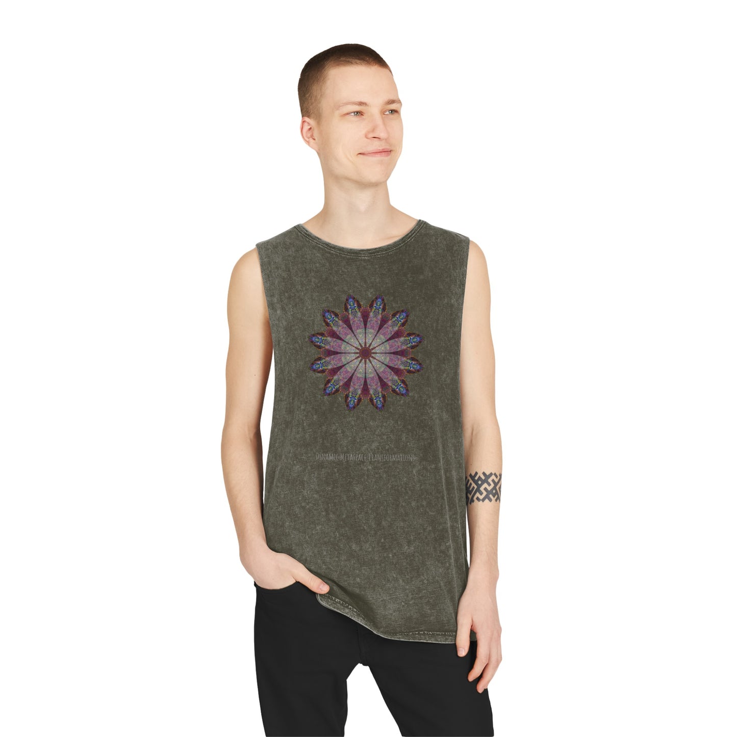 Unisex Stonewash Tank Top - Love Light Mandalas No.9