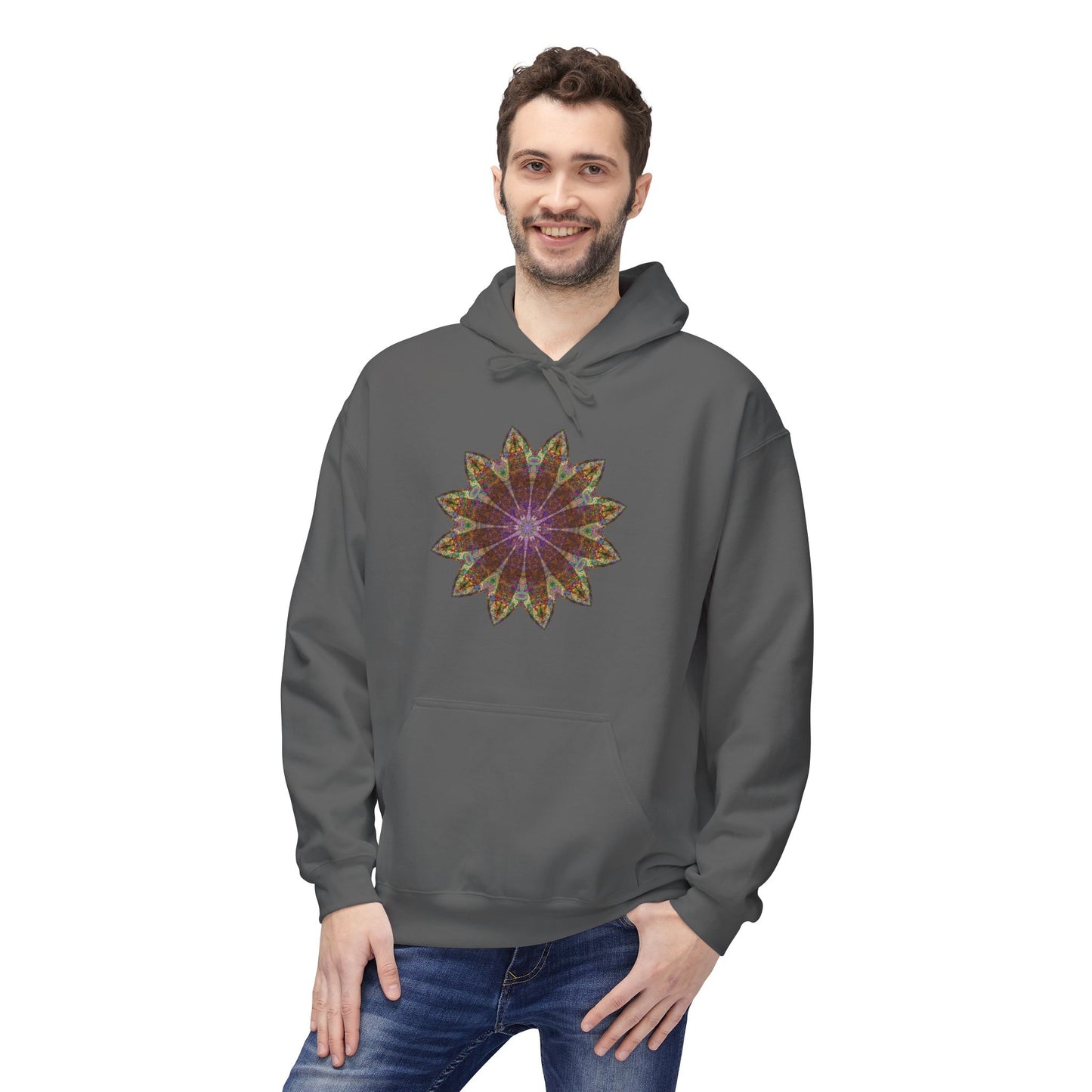 Unisex Midweight Softstyle Fleece Hoodie - Love Light Mandalas No.13