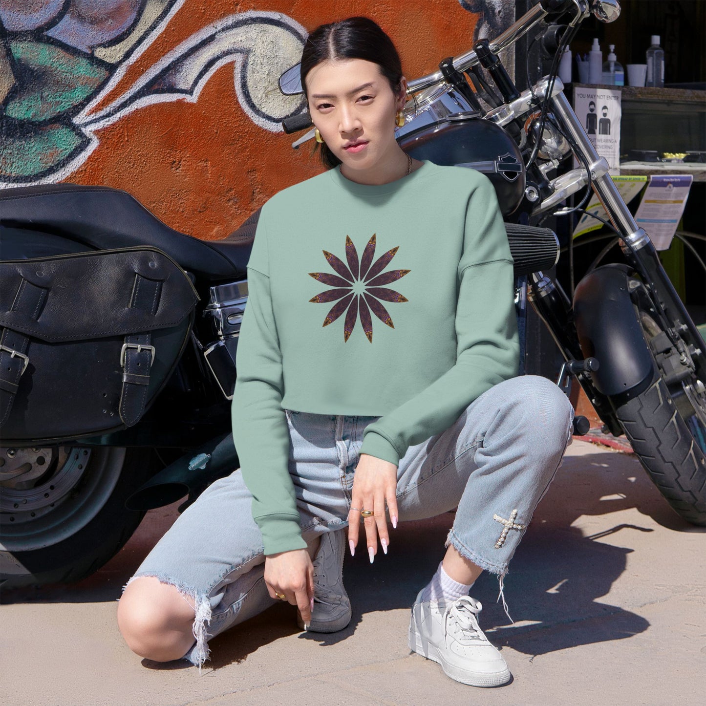 Women's Cropped Sweatshirt - Love Light Mandalas No.2
