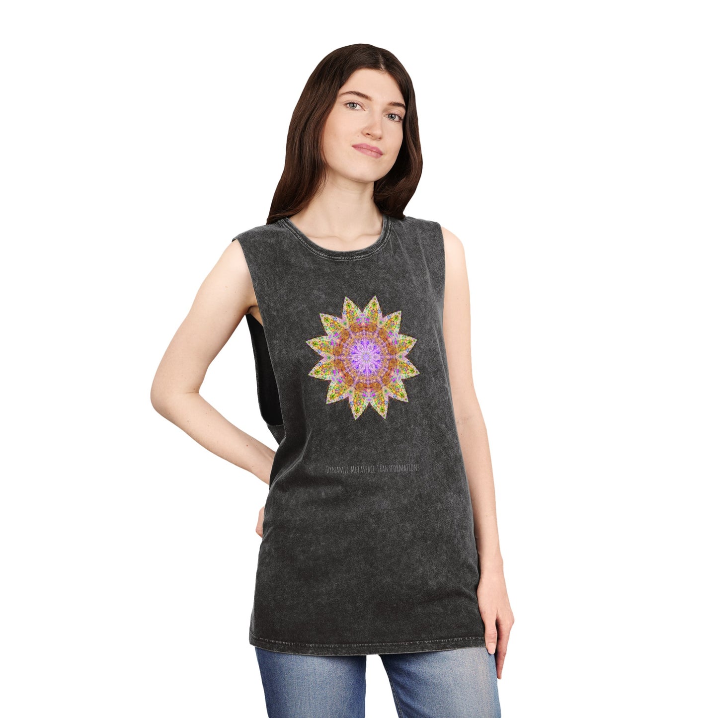 Unisex Stonewash Tank Top - Love Light Mandalas No.14
