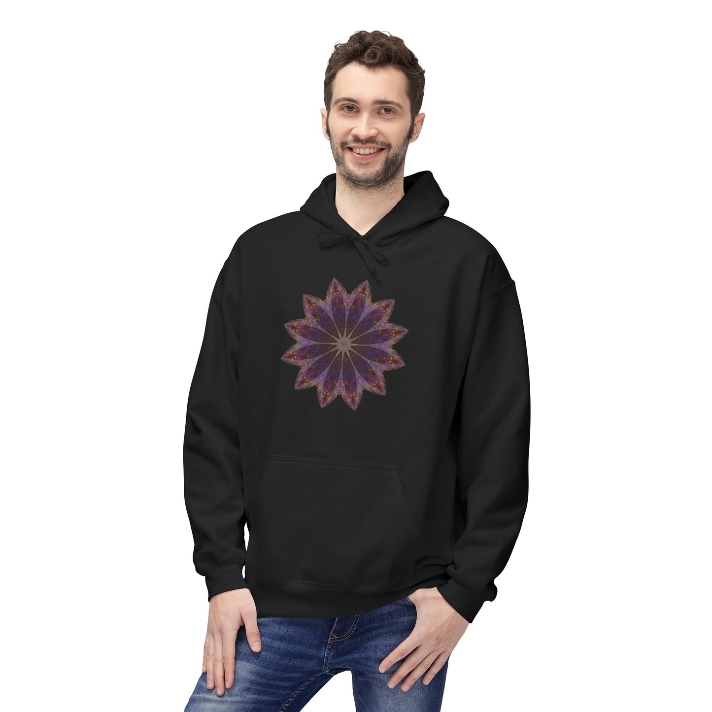 Unisex Midweight Softstyle Fleece Hoodie - Love Light Mandalas No.11