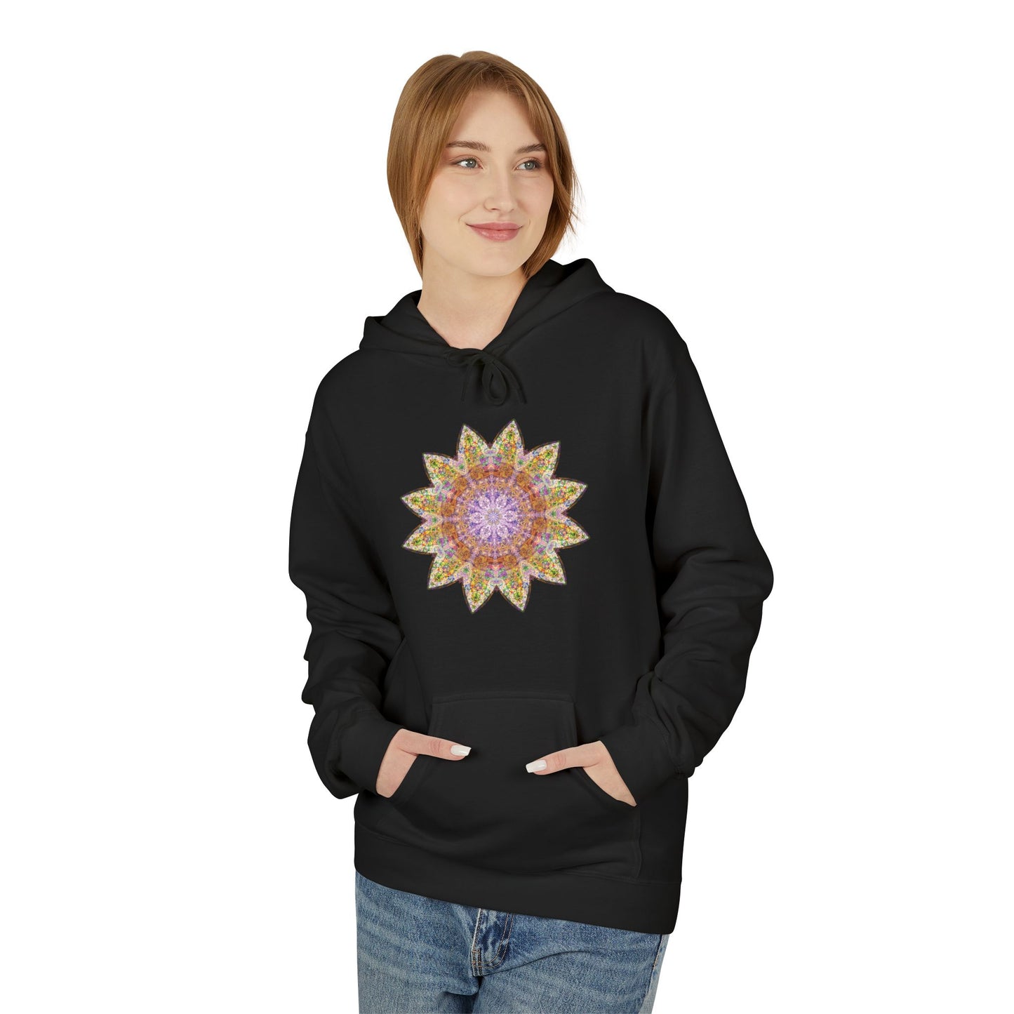 Unisex Midweight Softstyle Fleece Hoodie - Love Light Mandalas No.14