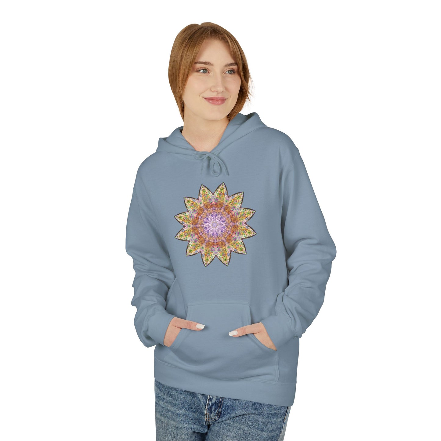 Unisex Midweight Softstyle Fleece Hoodie - Love Light Mandalas No.14