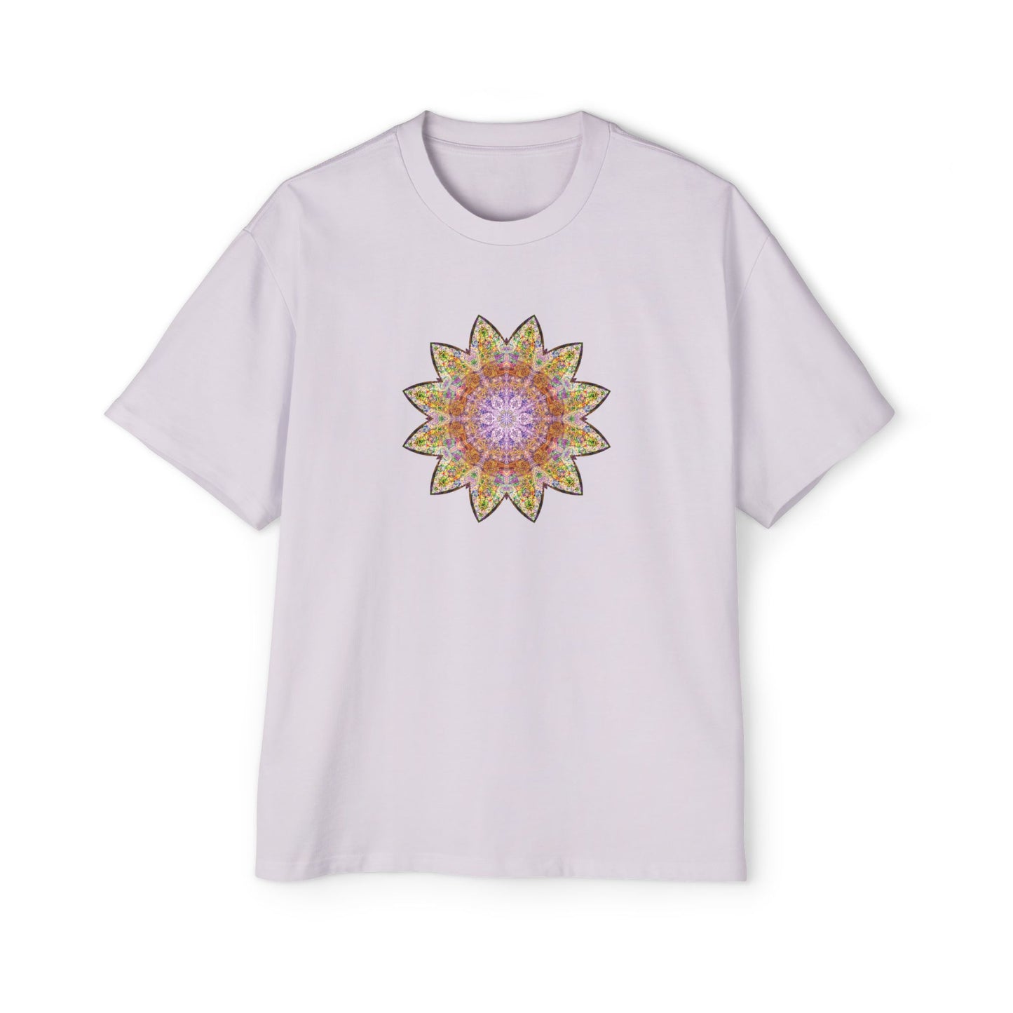 Men's Heavy Oversized Tee - Love Light Mandalas No.14