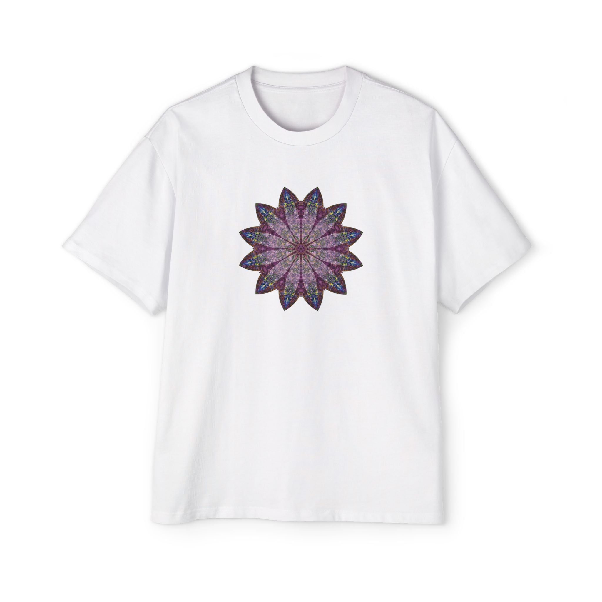 Men's Heavy Oversized Tee - Love Light Mandalas No.17