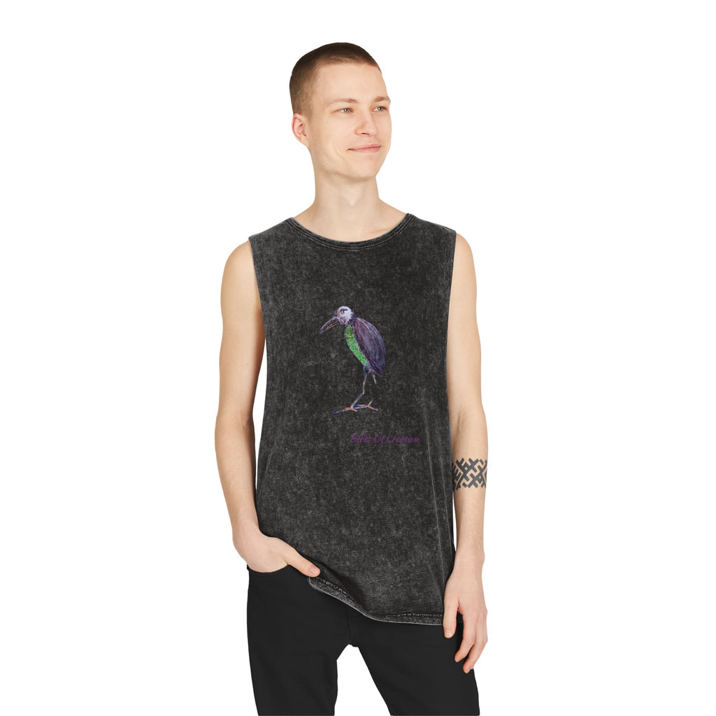Unisex Stonewash Tank Top - Birds Of Creation No.2