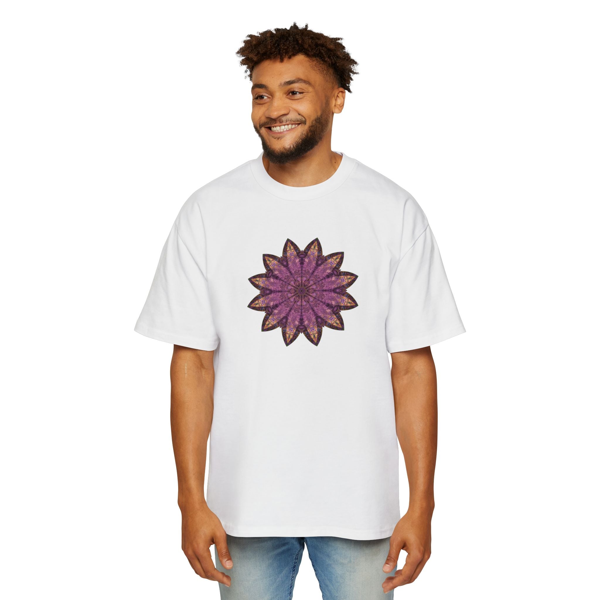 Men's Heavy Oversized Tee - Love Light Mandalas No.16