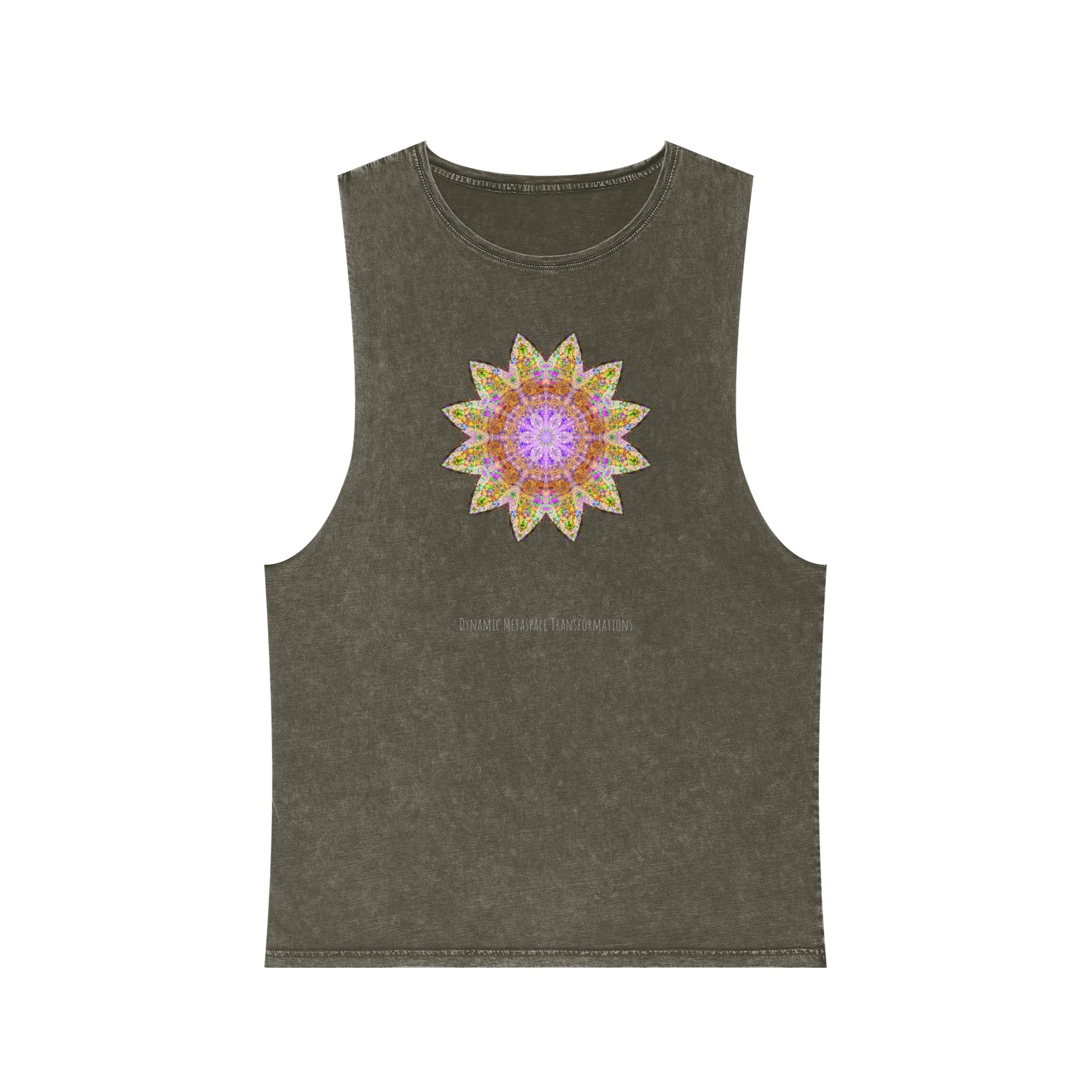 Unisex Stonewash Tank Top - Love Light Mandalas No.14